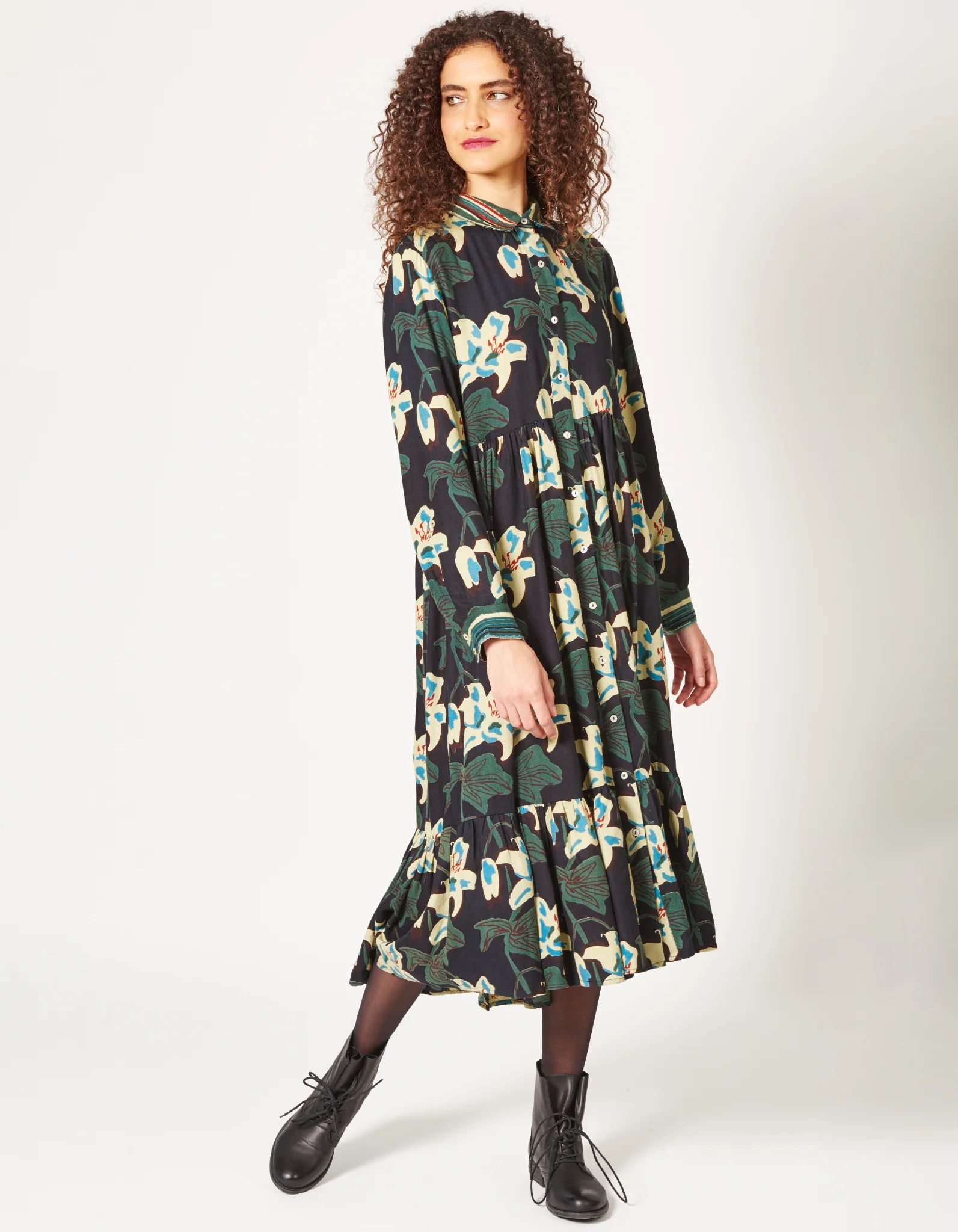 Maxikleid Razah big flower mit verstellbaren rmeln und floralem Muster