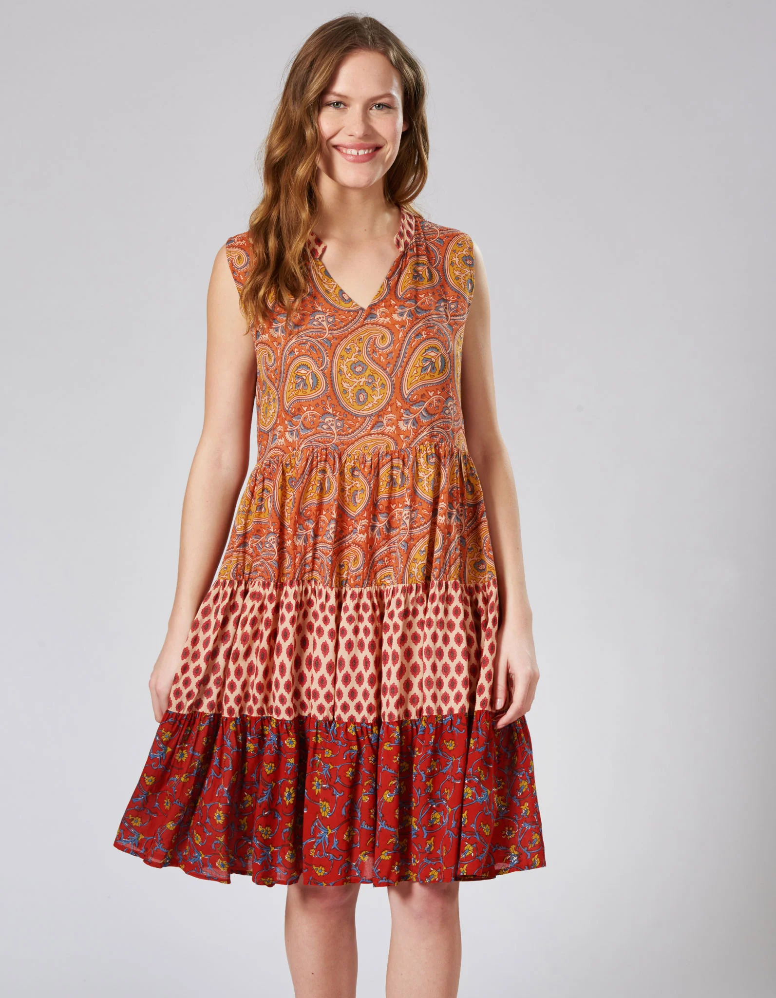 Midikleid Diamond mit Paisleymuster und Eingrifftaschen