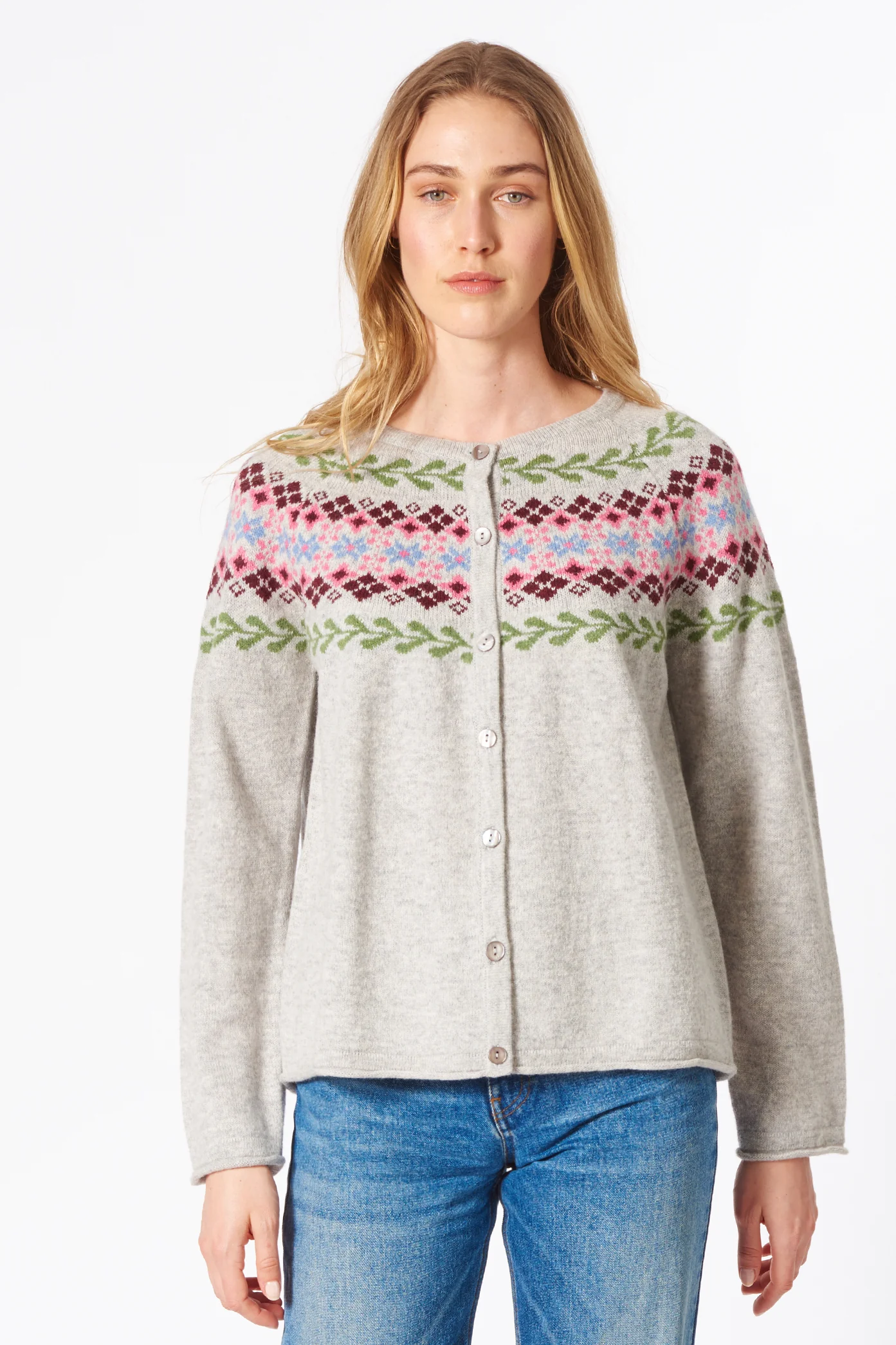 Fair Isle Cardigan aus reiner Schurwolle