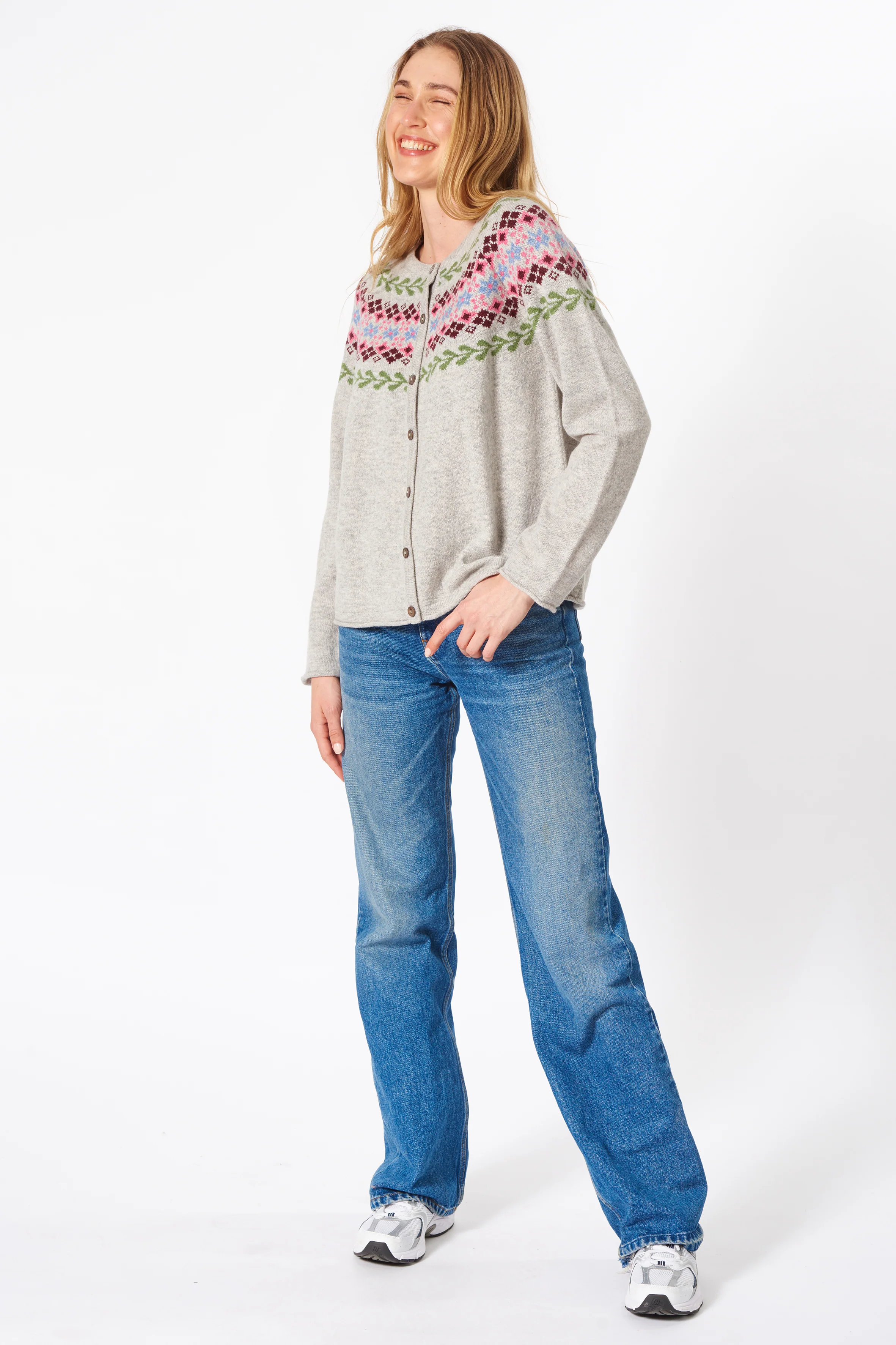 Fair Isle Cardigan aus reiner Schurwolle