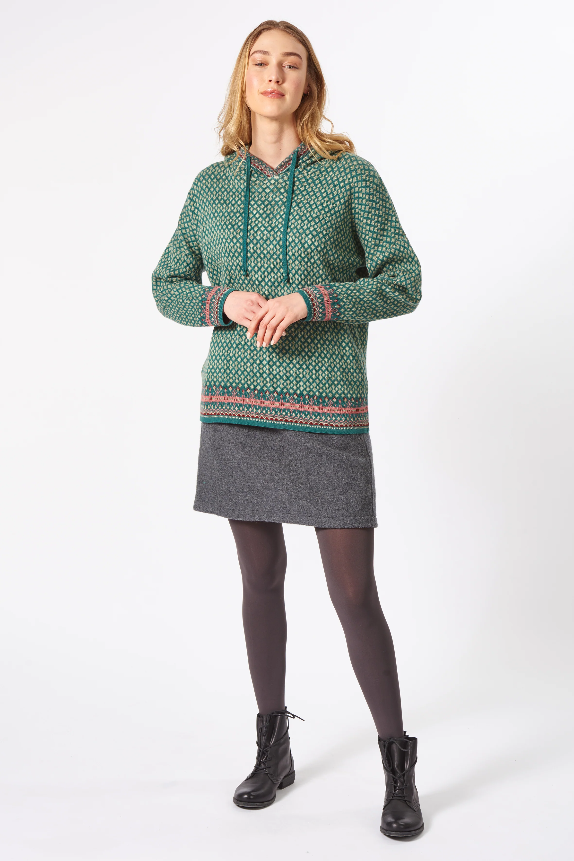 Jacquard-Kapuzenpullover aus 100% Bio-Baumwolle (GOTS zertifiziert)