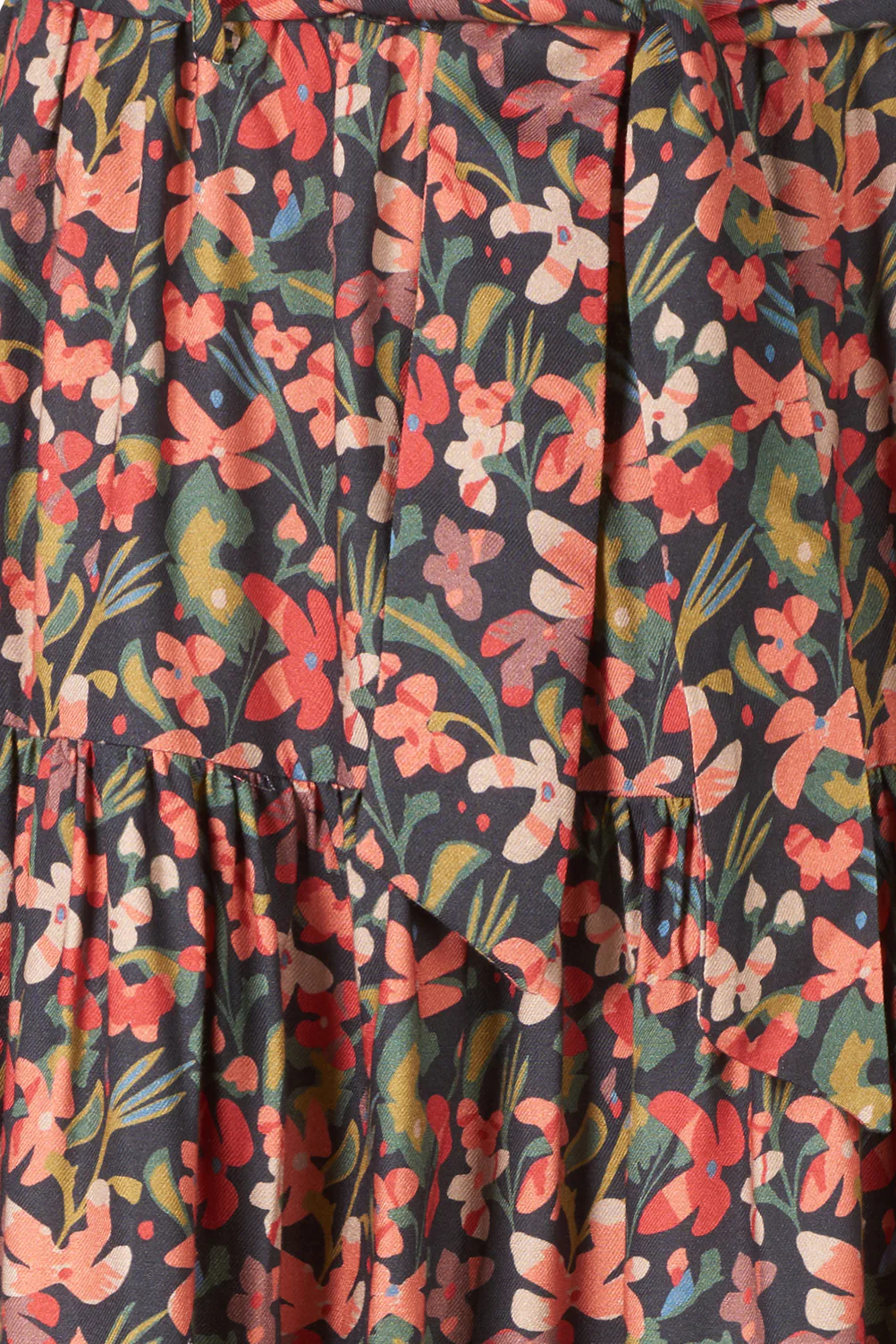 A-Linien-Midirock aus  Viskose mit buntem Blumenprint