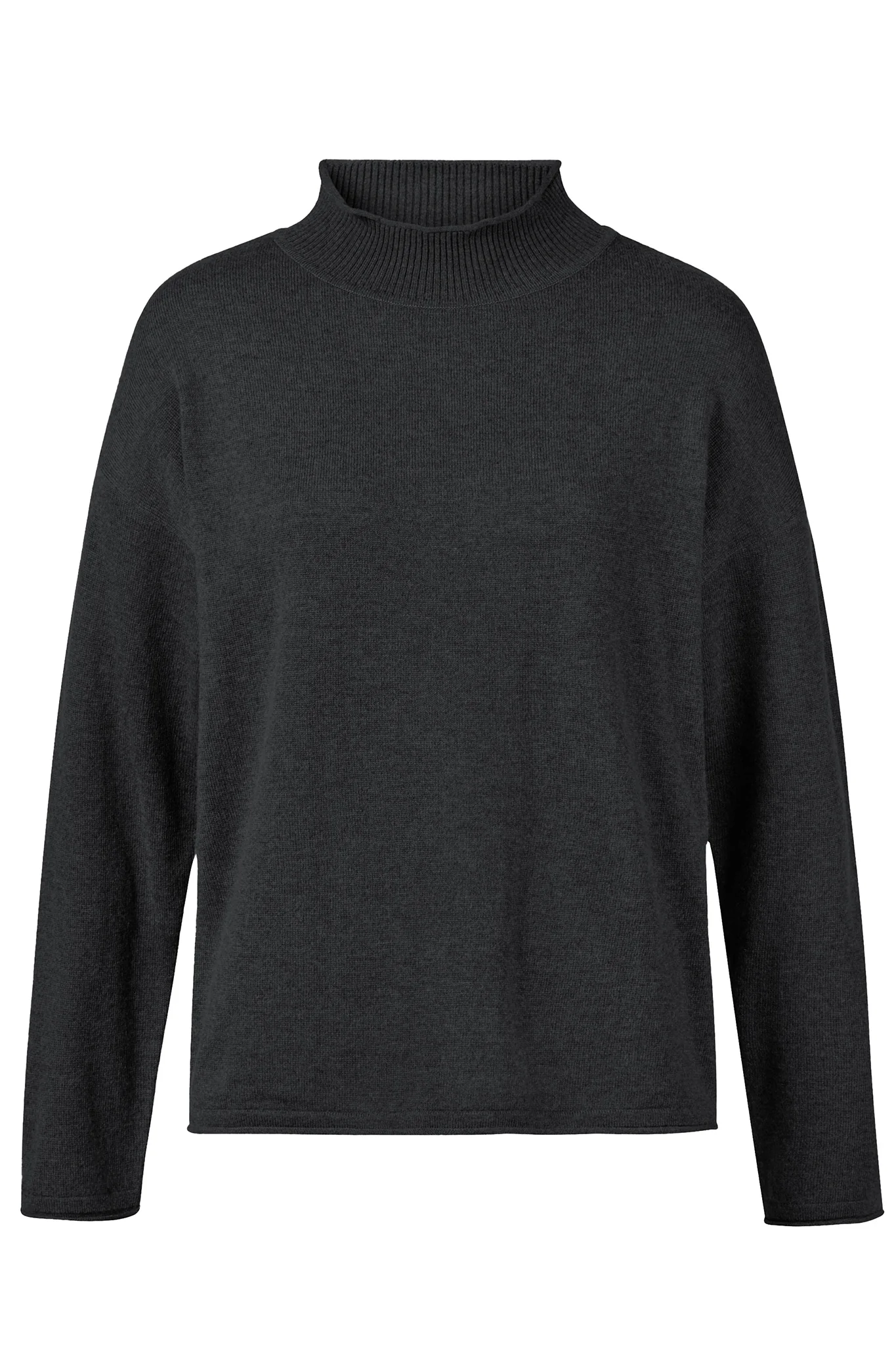 Feinstrick-Pullover mit Stehkragen aus Merino-Kaschmirmix, unifarben