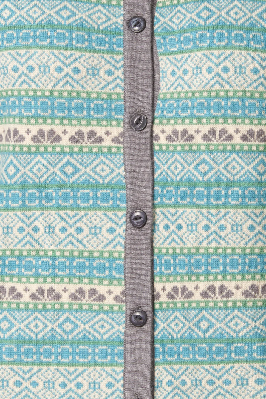 Jacquard-Cardigan aus Merinowolle mit Kaschmir