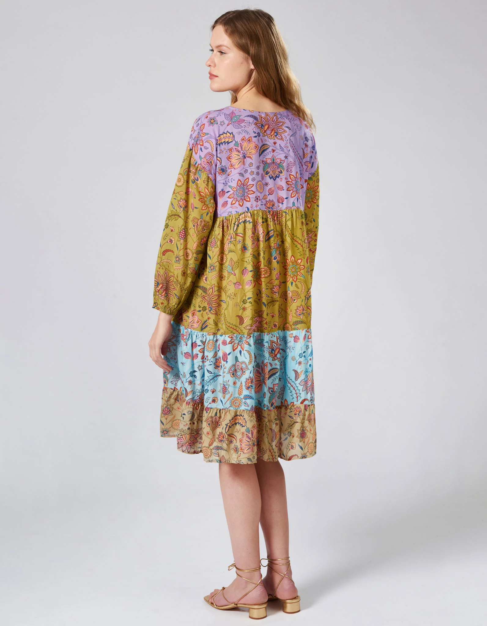 Boho-Kleid Kim mit floralem Patchwork-Muster