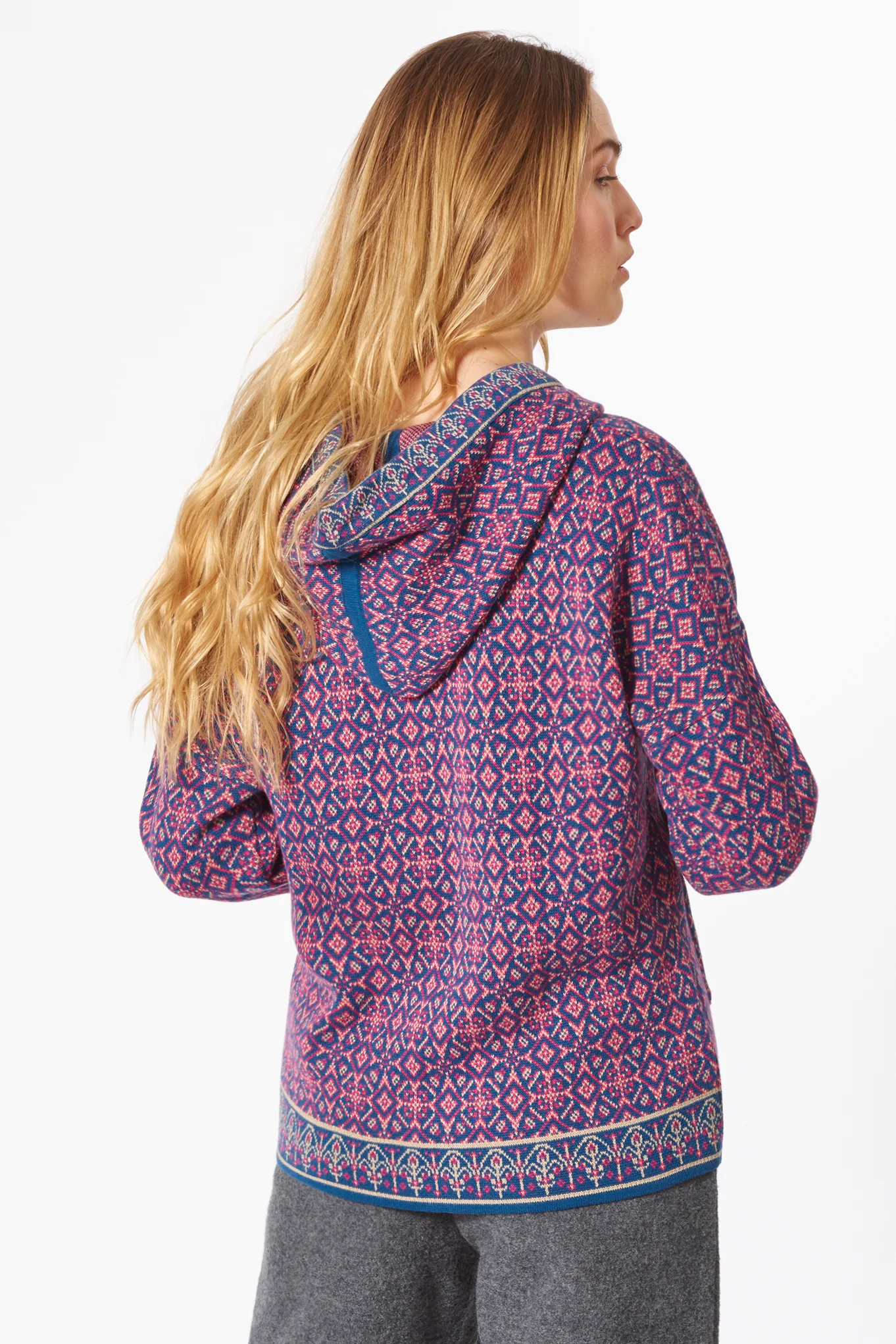 Kapuzenjacke im Jacquard-Design aus Bio-Baumwolle