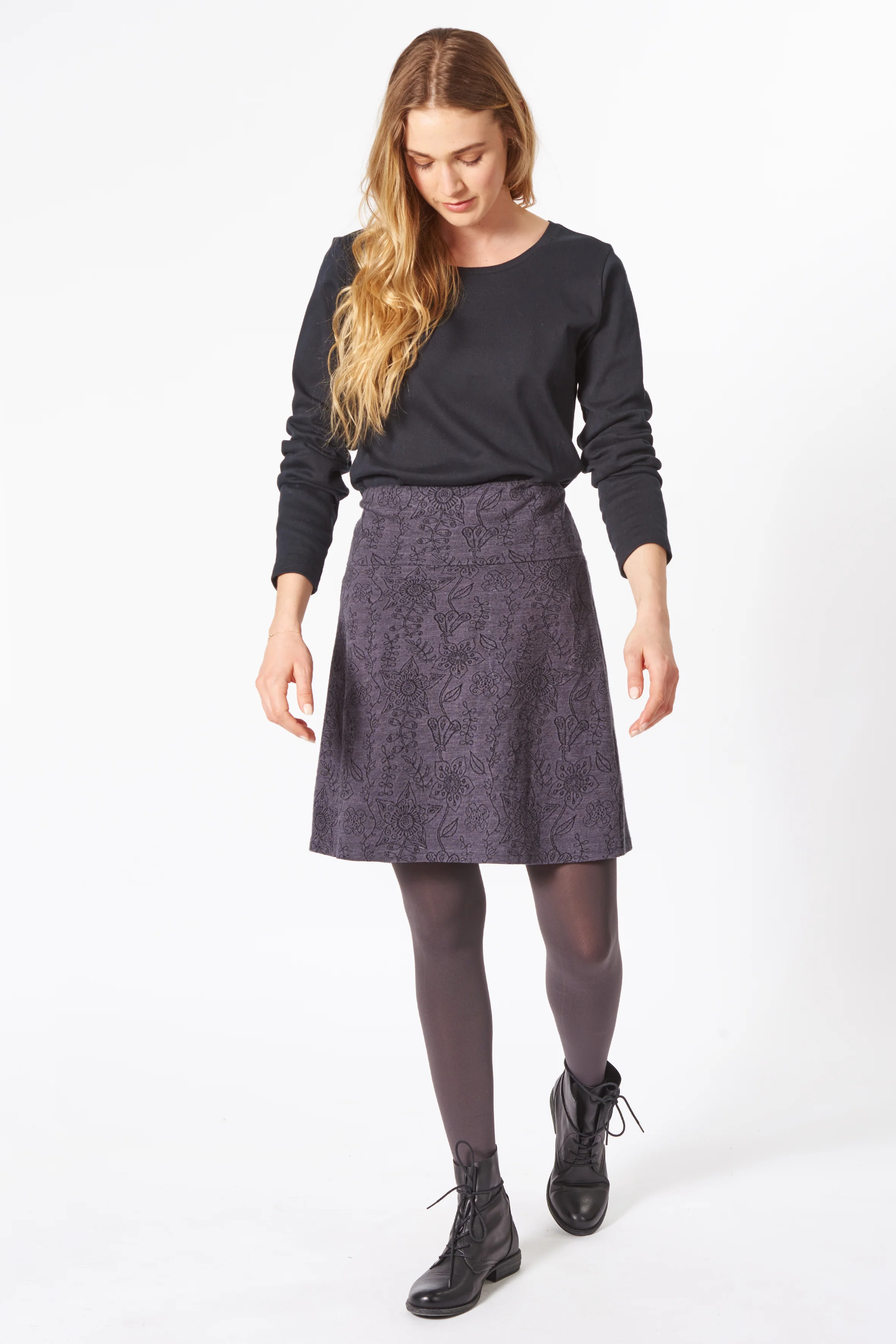 Kurzer Jersey-Jacquard-Rock aus Bio-Baumwolle