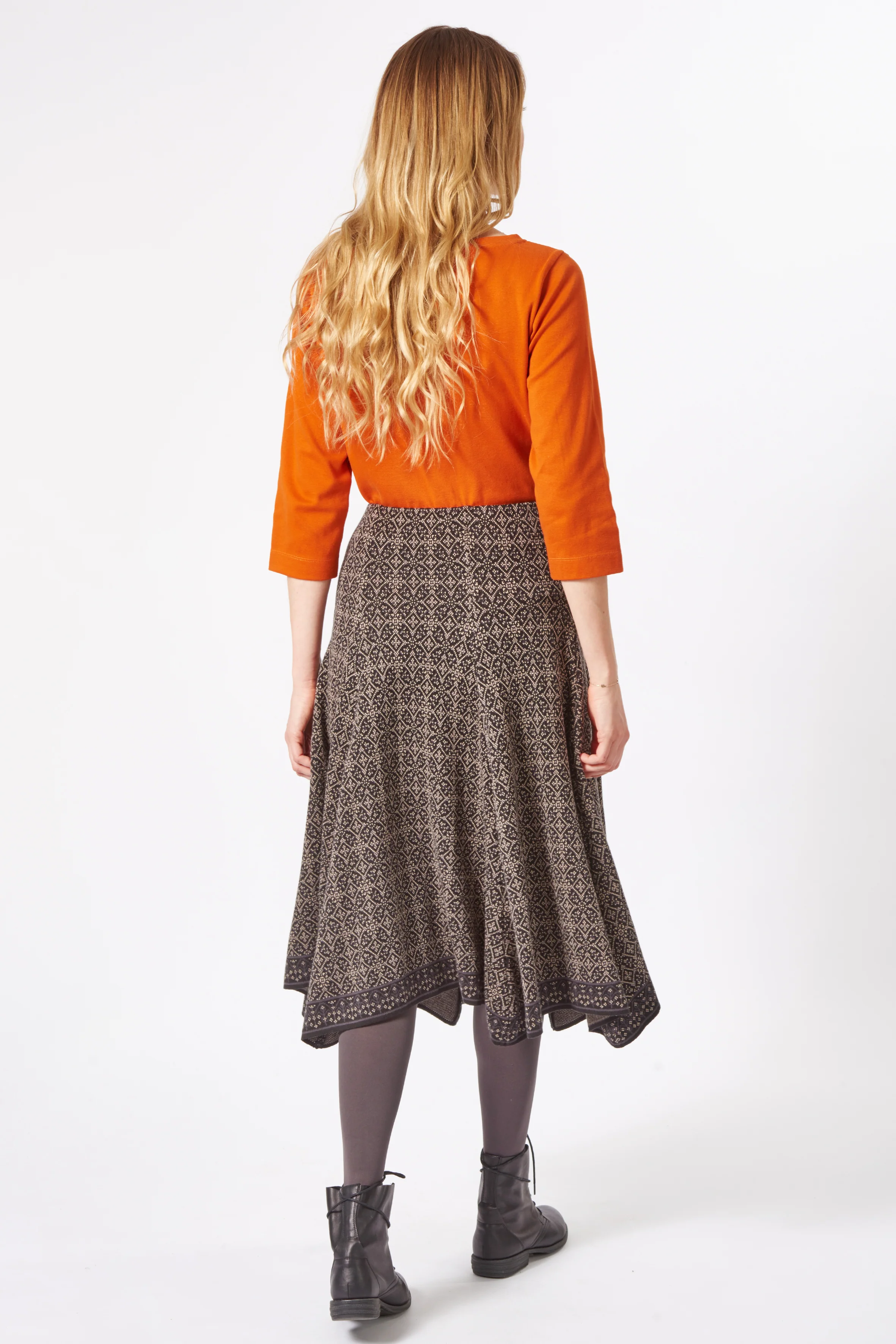 Jacquard-Strickrock aus reiner Bio-Baumwolle (GOTS zertifiziert) mit grafischem Muster