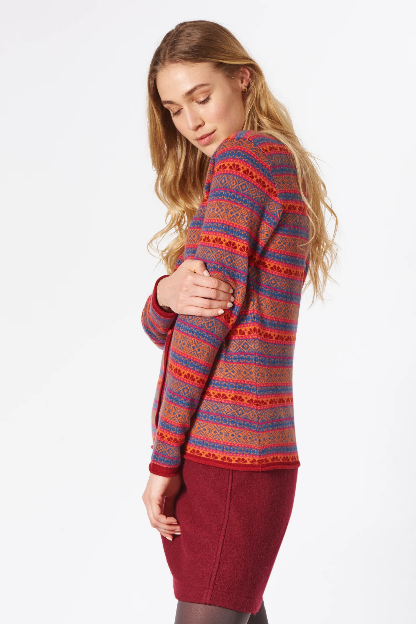 Jacquard-Cardigan aus Merinowolle mit Kaschmir