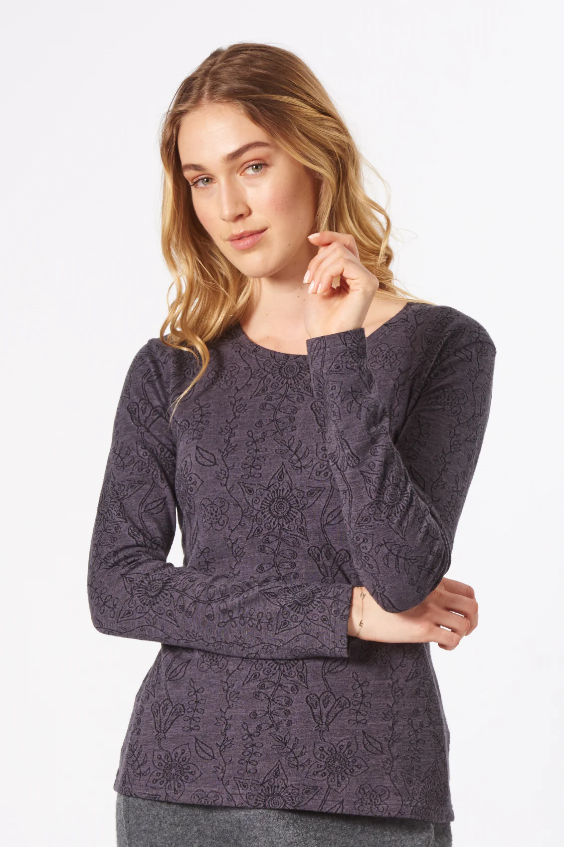 Jacquard-Jersey Langarmshirt aus Bio-Baumwolle