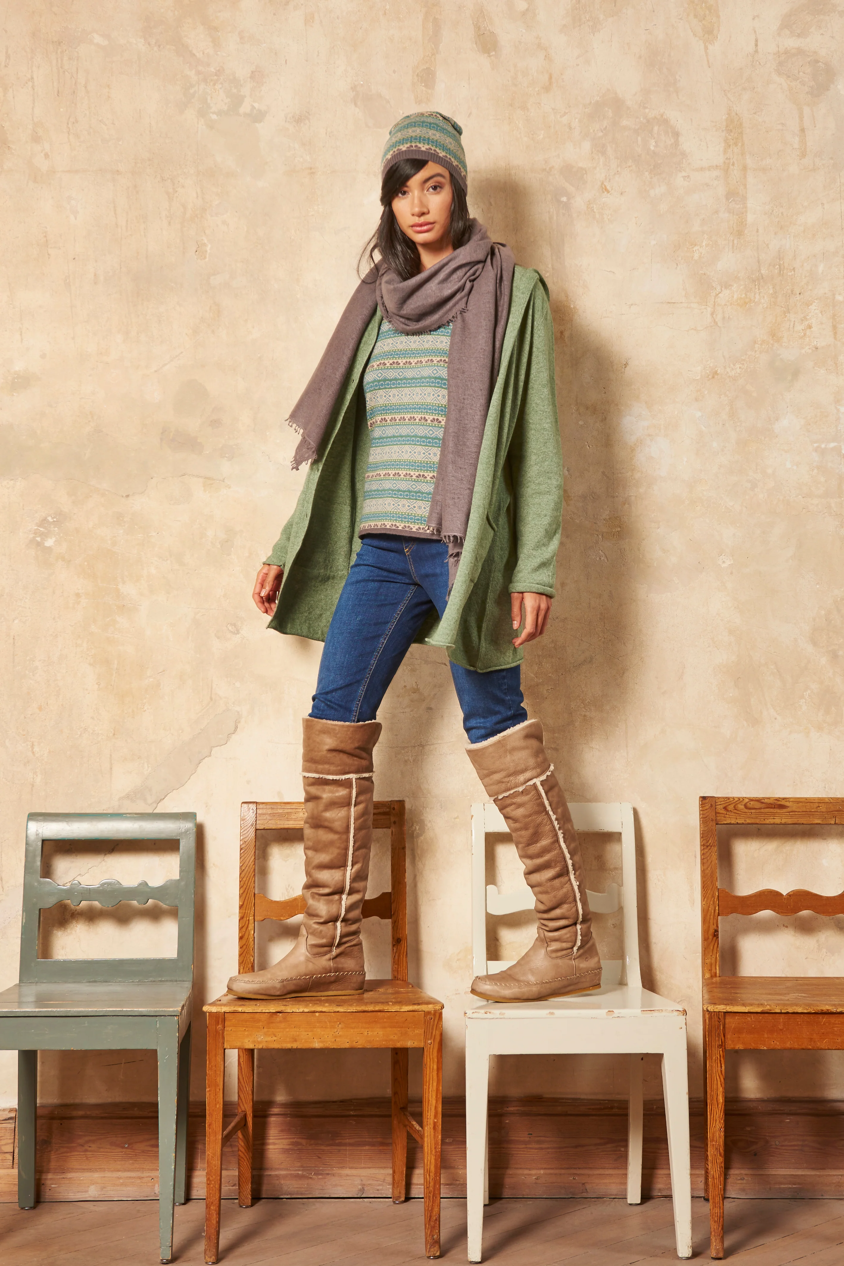 Jacquard-Sweater aus Merino-Kaschmirmischung in gestreiftem Design