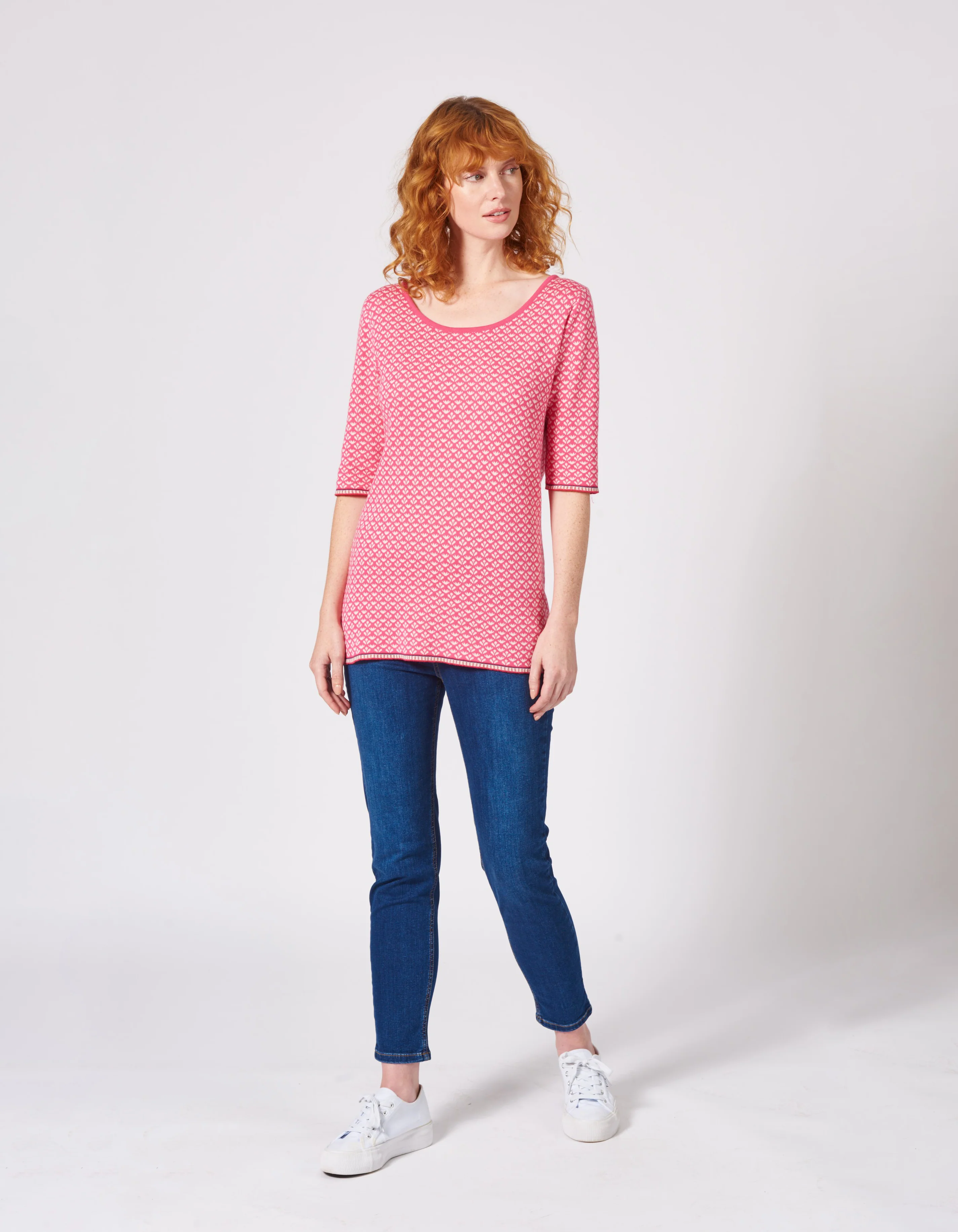 Jacquard Stricktop aus reiner Bio-Baumwolle