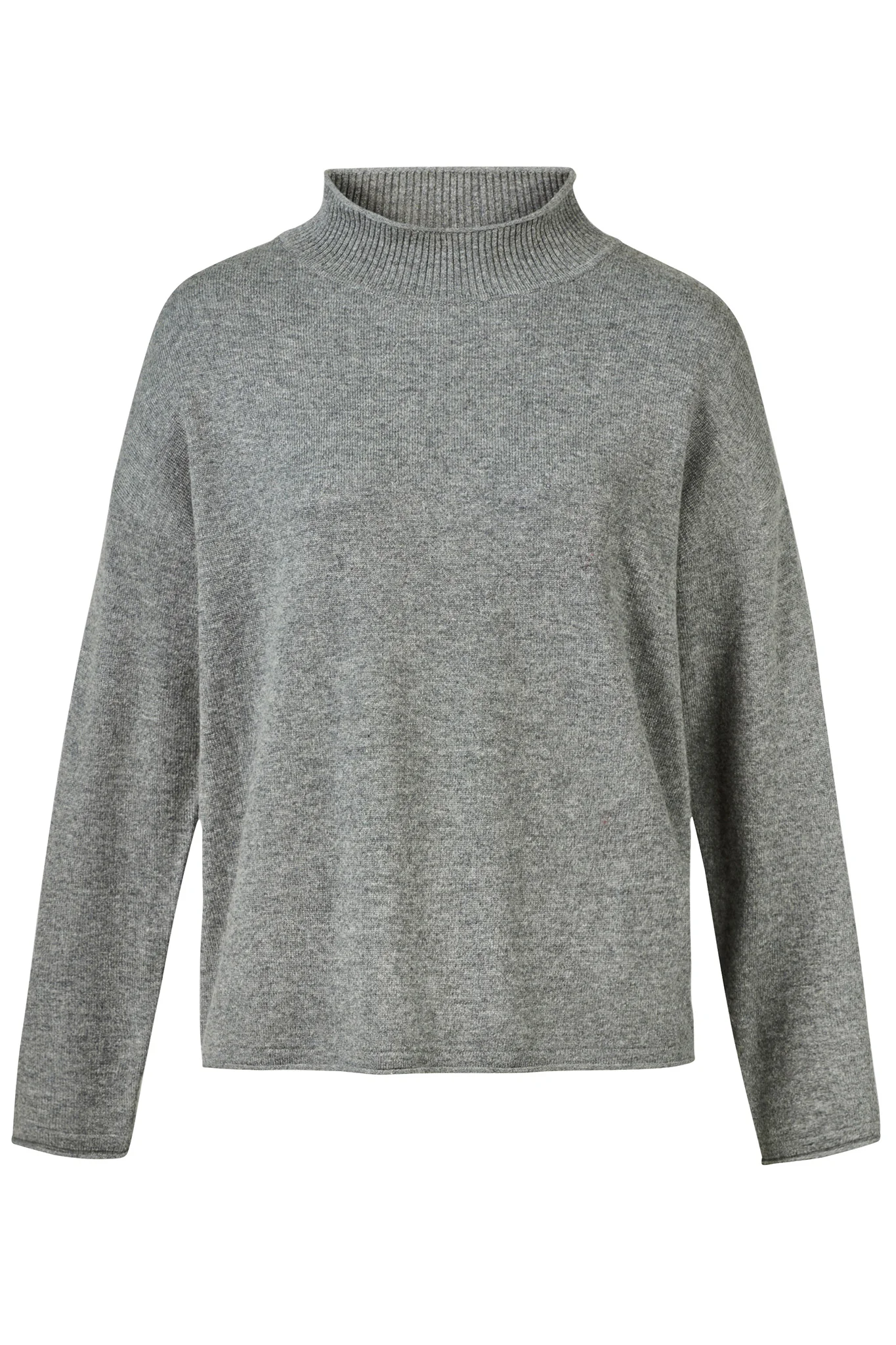 Feinstrick-Pullover mit Stehkragen aus Merino-Kaschmirmix, unifarben