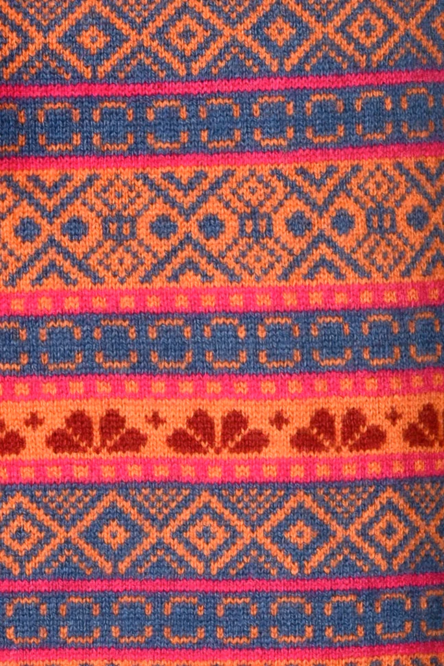 Kurzer Jacquard-Rock aus Merino-Kaschmir-Wollmischung mit Streifenmuster