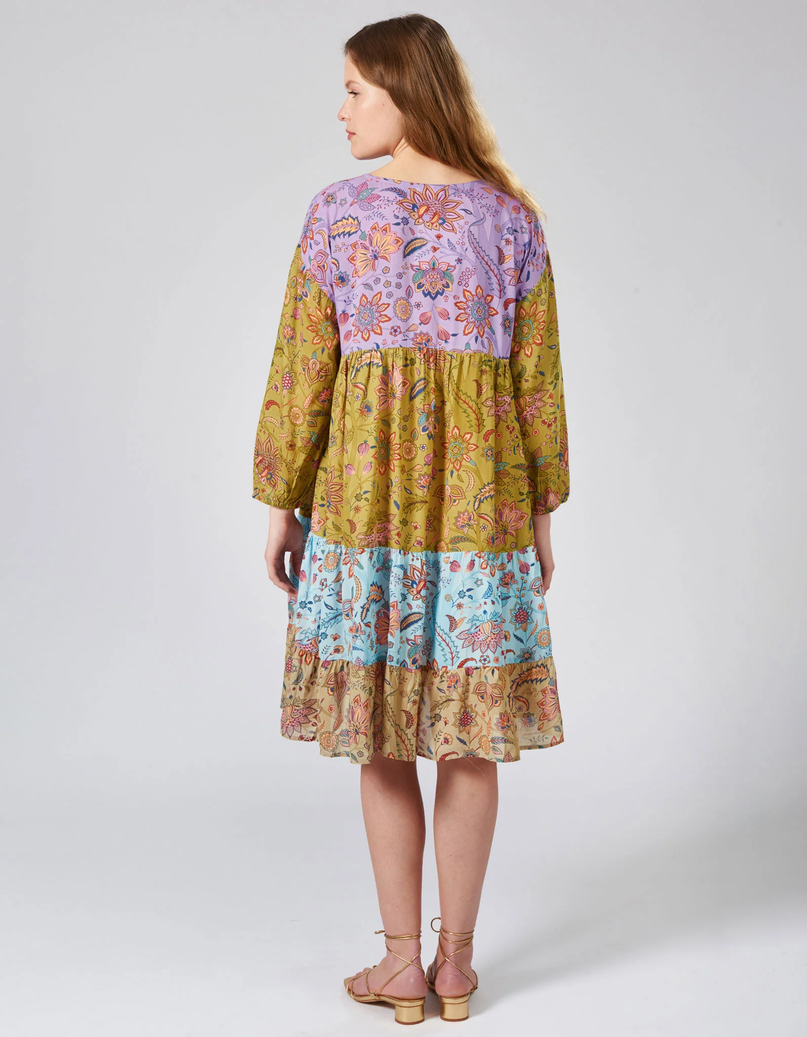 Boho-Kleid Kim mit floralem Patchwork-Muster