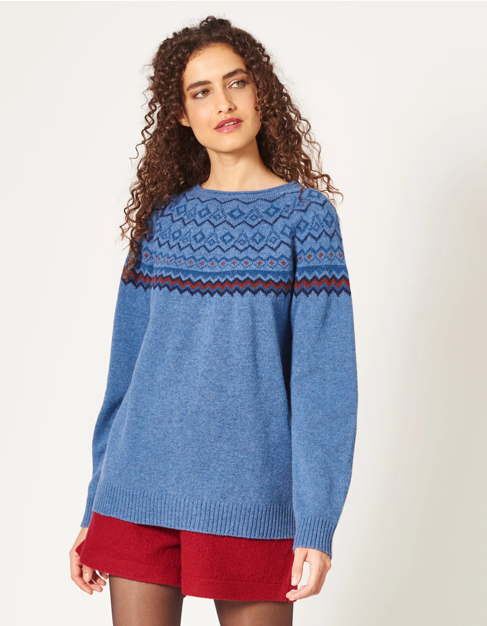 Norweger Pullover mit Rundhalsausschnitt aus Lambswool