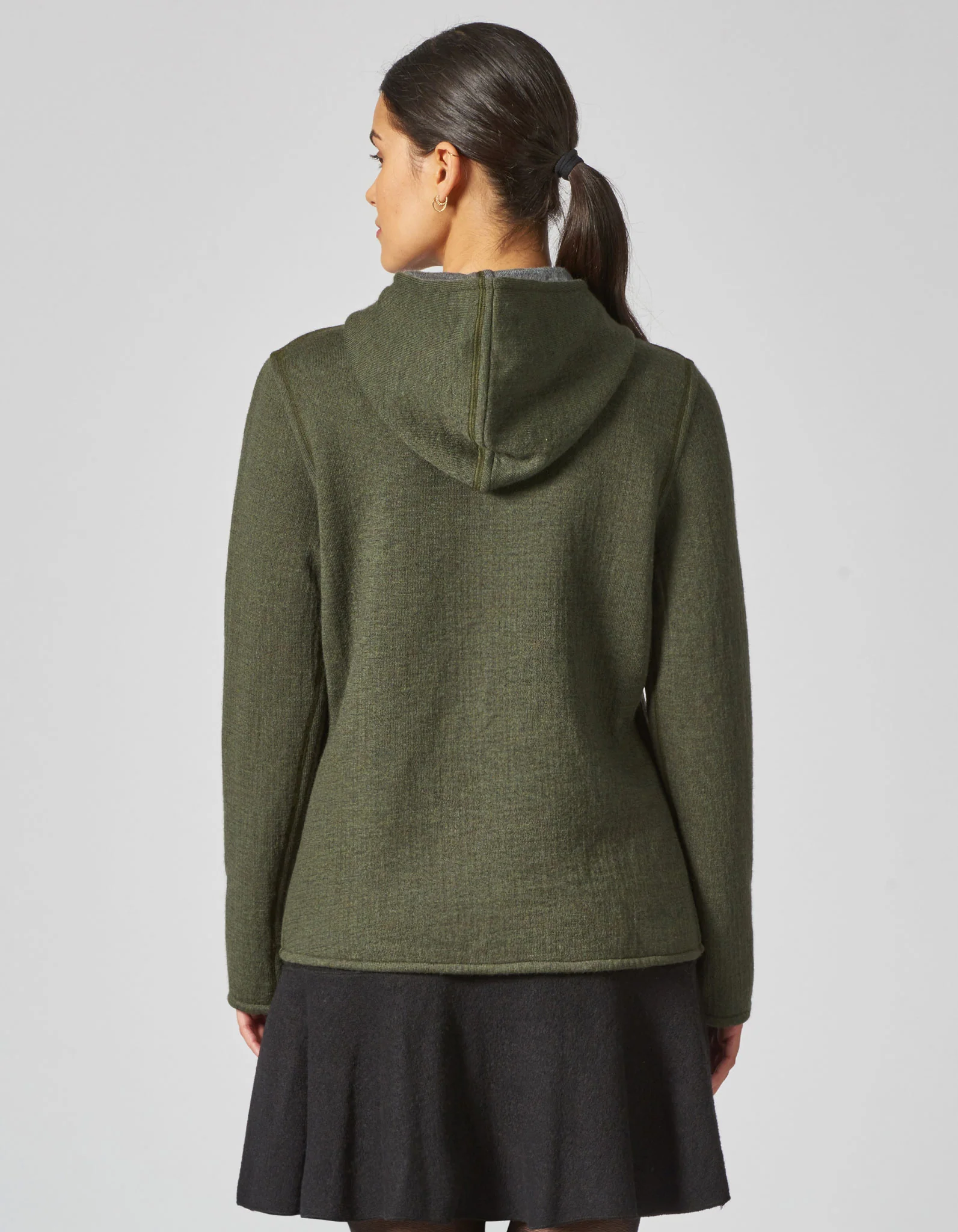 Damen Kapuzenjacke mit Doppelreiverschluss und Taschen aus Bio-Wolle