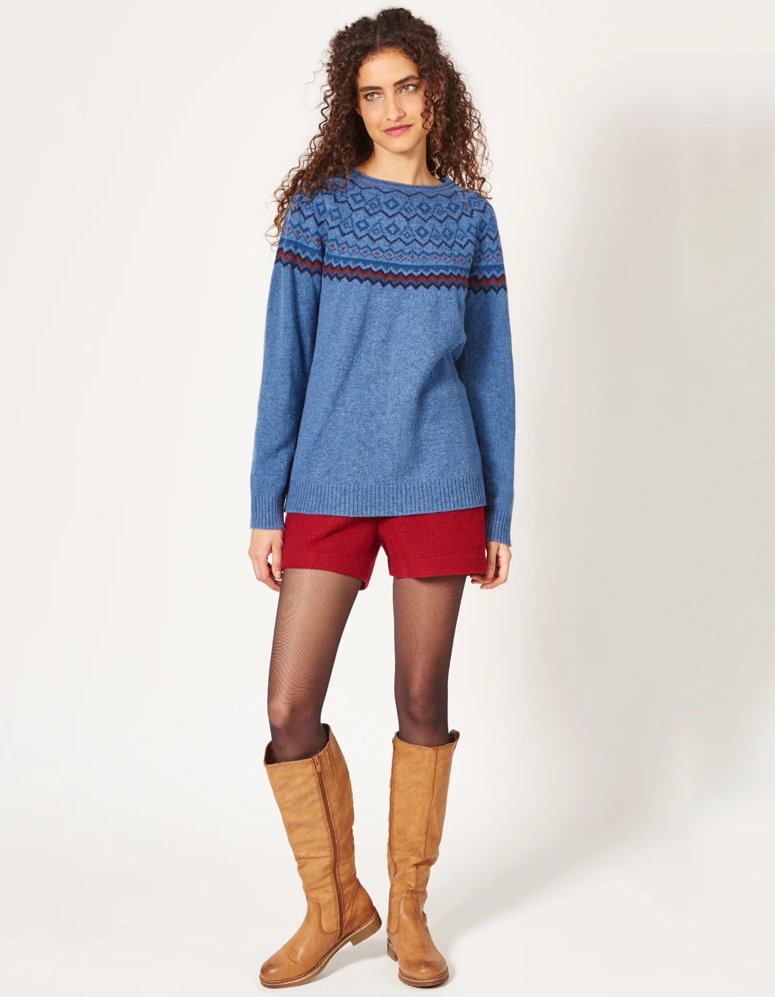Norweger Pullover mit Rundhalsausschnitt aus Lambswool