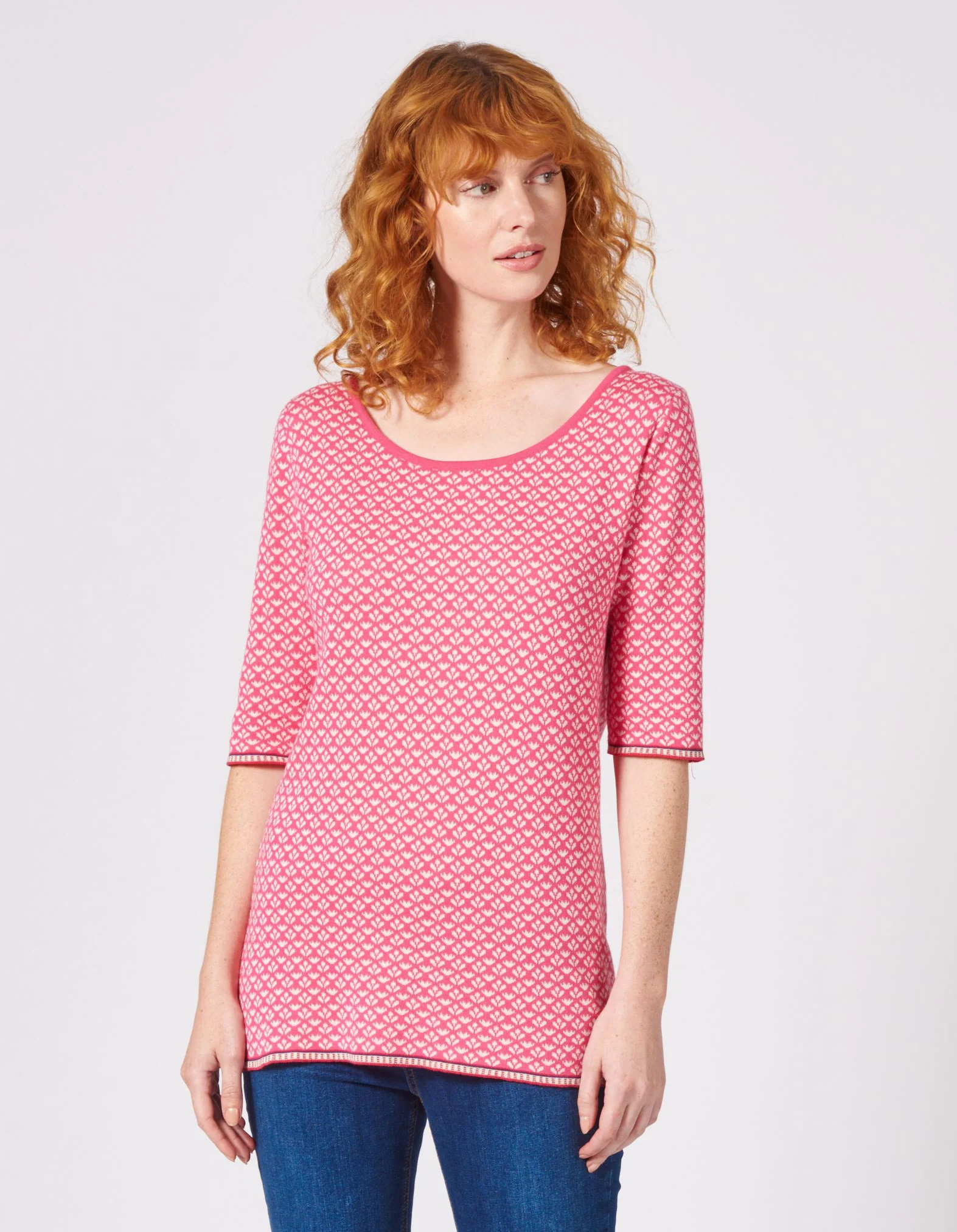 Jacquard Stricktop aus reiner Bio-Baumwolle