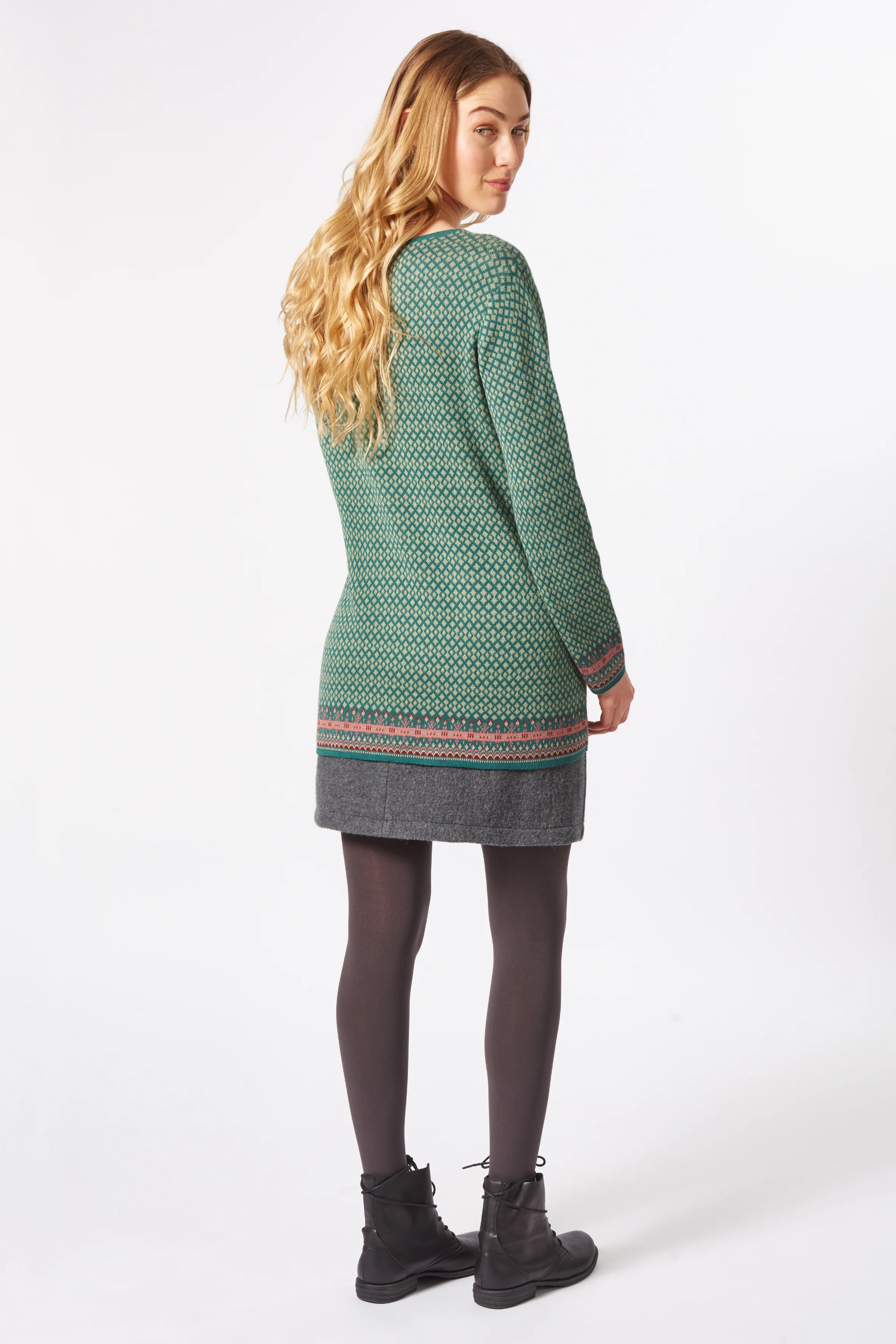 Longpullover aus reiner Bio-Baumwolle im Jacquard-Strick