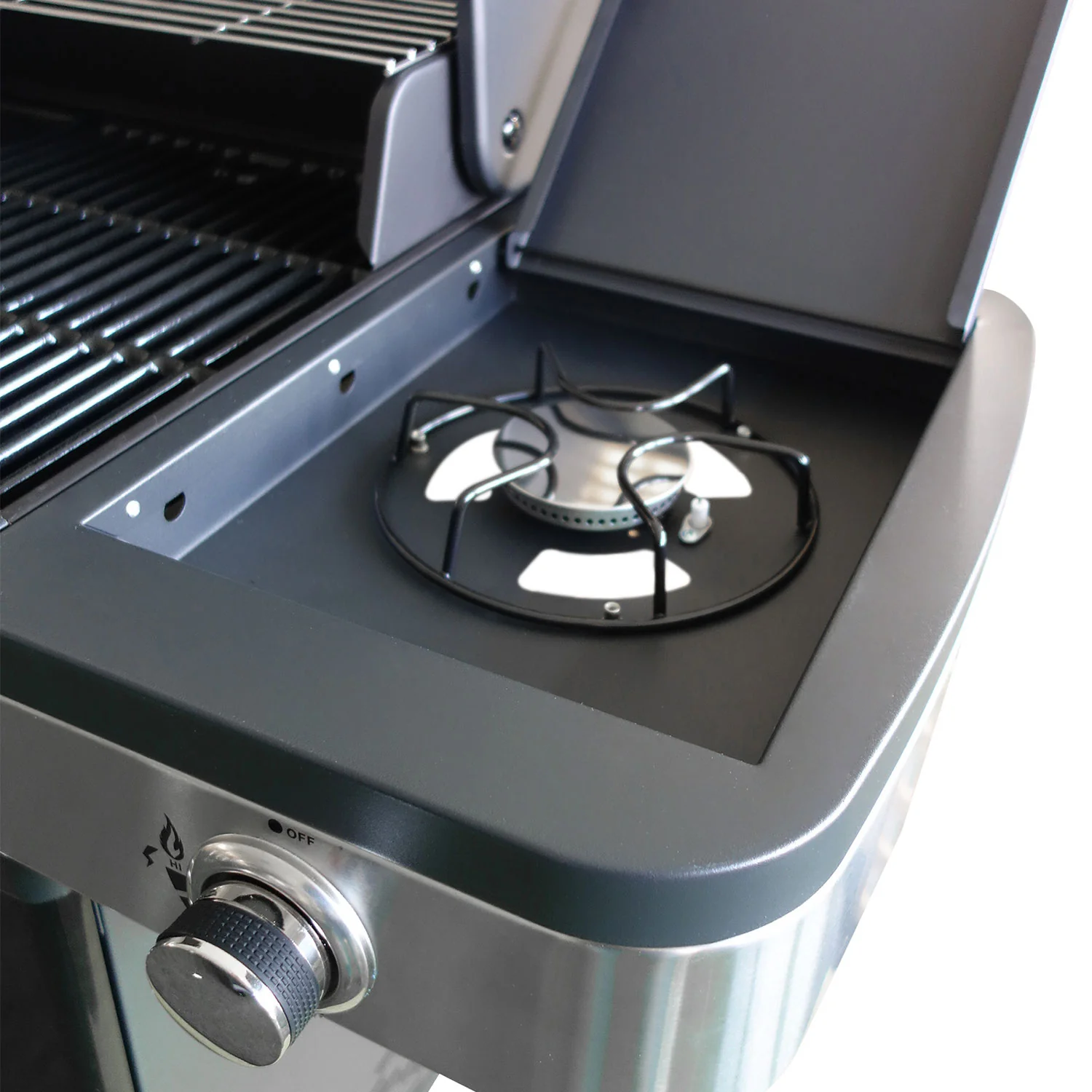 Barbecue au gaz FIDGI 3 avec thermomètre - 3 brûleurs + réchaud 11,5kW Cook'in Garden