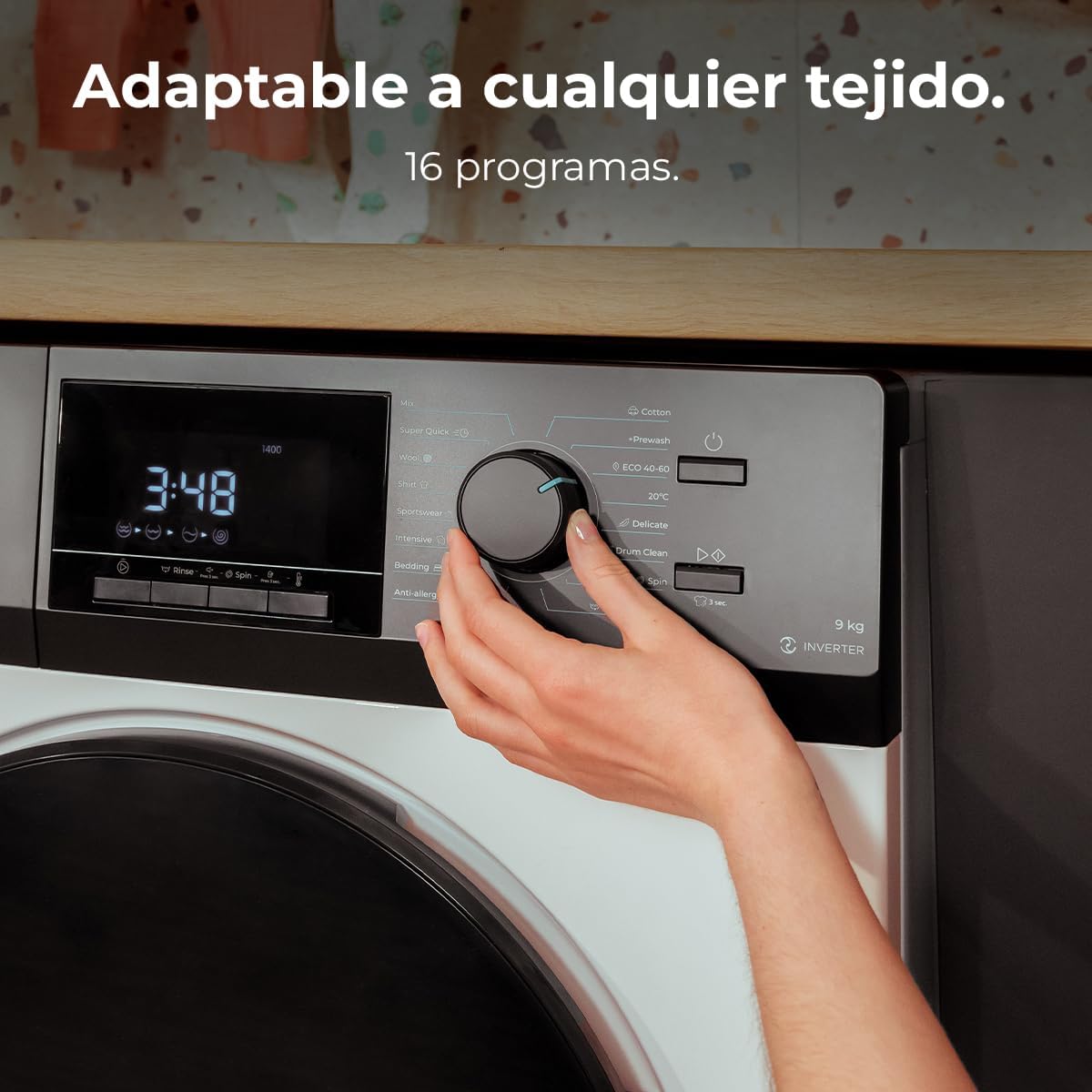 Cecotec Lavadora 8 Kg Carga Frontal Bolero Dresscode 8500 Inverter A. 1900 W, 1400 rpm, Motor Inverter Plus, Bajo Consumo, 16 Programas, SteamMax, Delay Start, Blanco