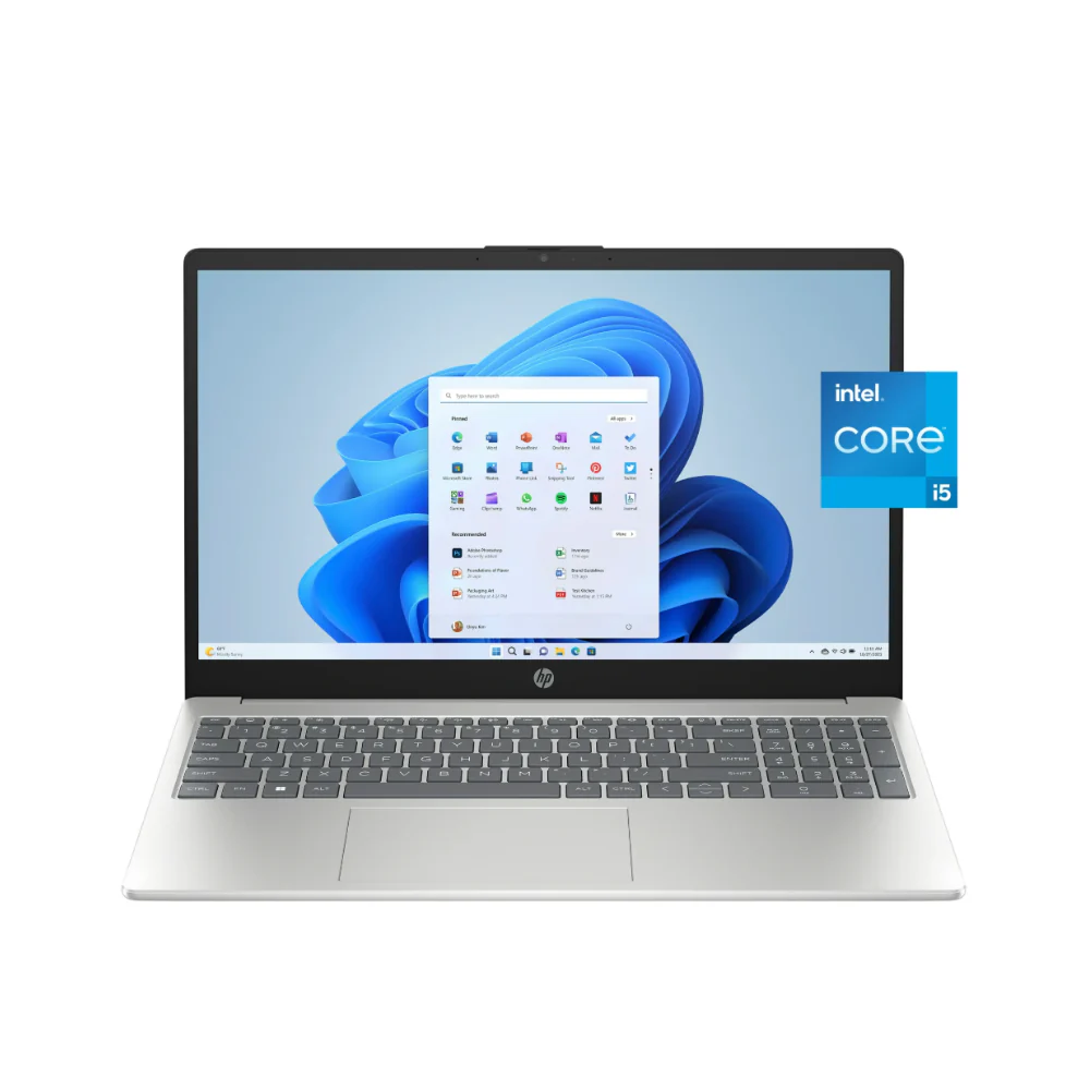 Ordinateur portable HP 15,6 pouces - Windows - Intel Core i5-1235U, 8 Go de RAM, SSD 256 Go - Argent (15-FD0095WM)