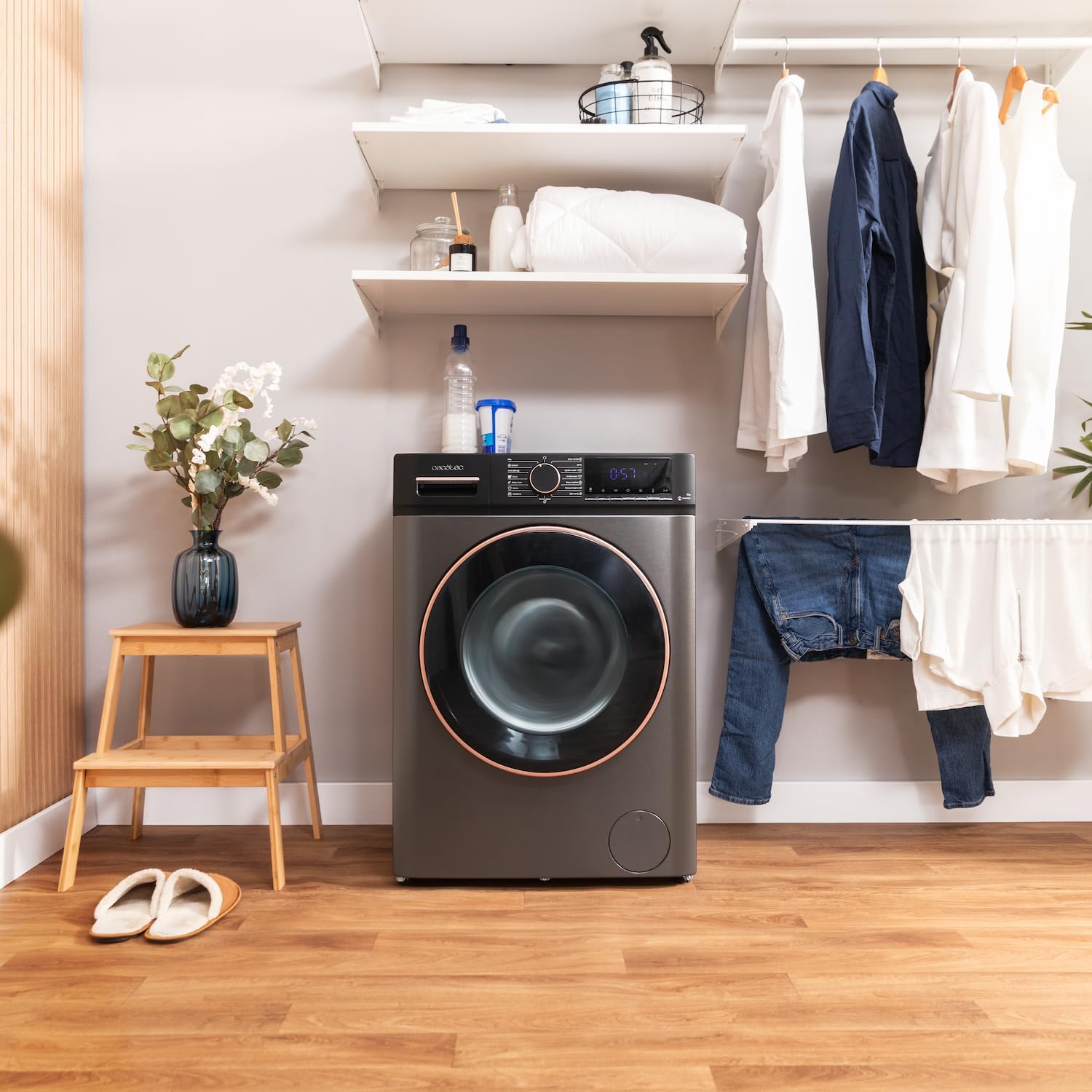 Cecotec Lave-linge 10Kg Bolero DressCode 10610 Inverter Steel A. Chargement Frontale, 1400 RPM, Steam Max, Motor Inverter Plus, 15 Programmes, OnSmart, Stop&Go, Caoutchouc Antibactérien, Drum Clean