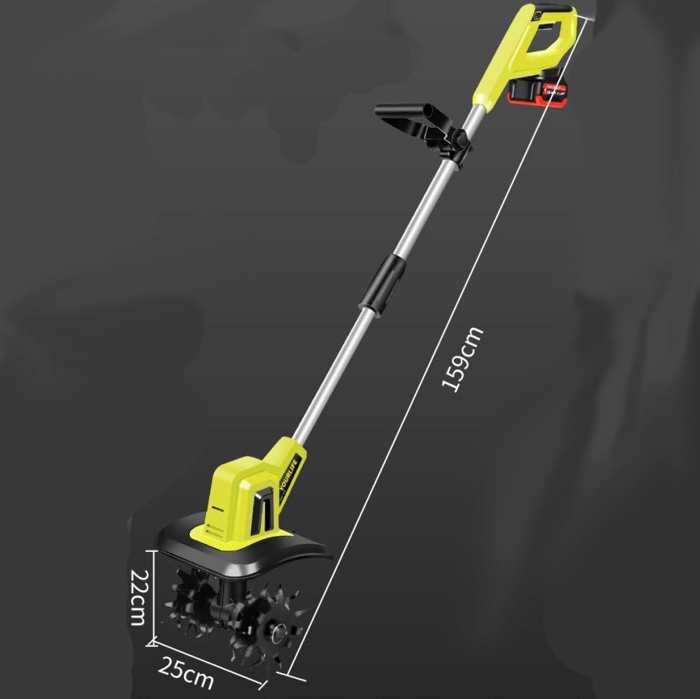 Cultivateur électrique portatif 20 V, cultivateur Rotatif de Jardin, désherbeur sans Fil, Coupe-Herbe Portable, Profondeur de Culture 22 cm, Largeur 25 cm, pour Jardin, parcelles de légumes