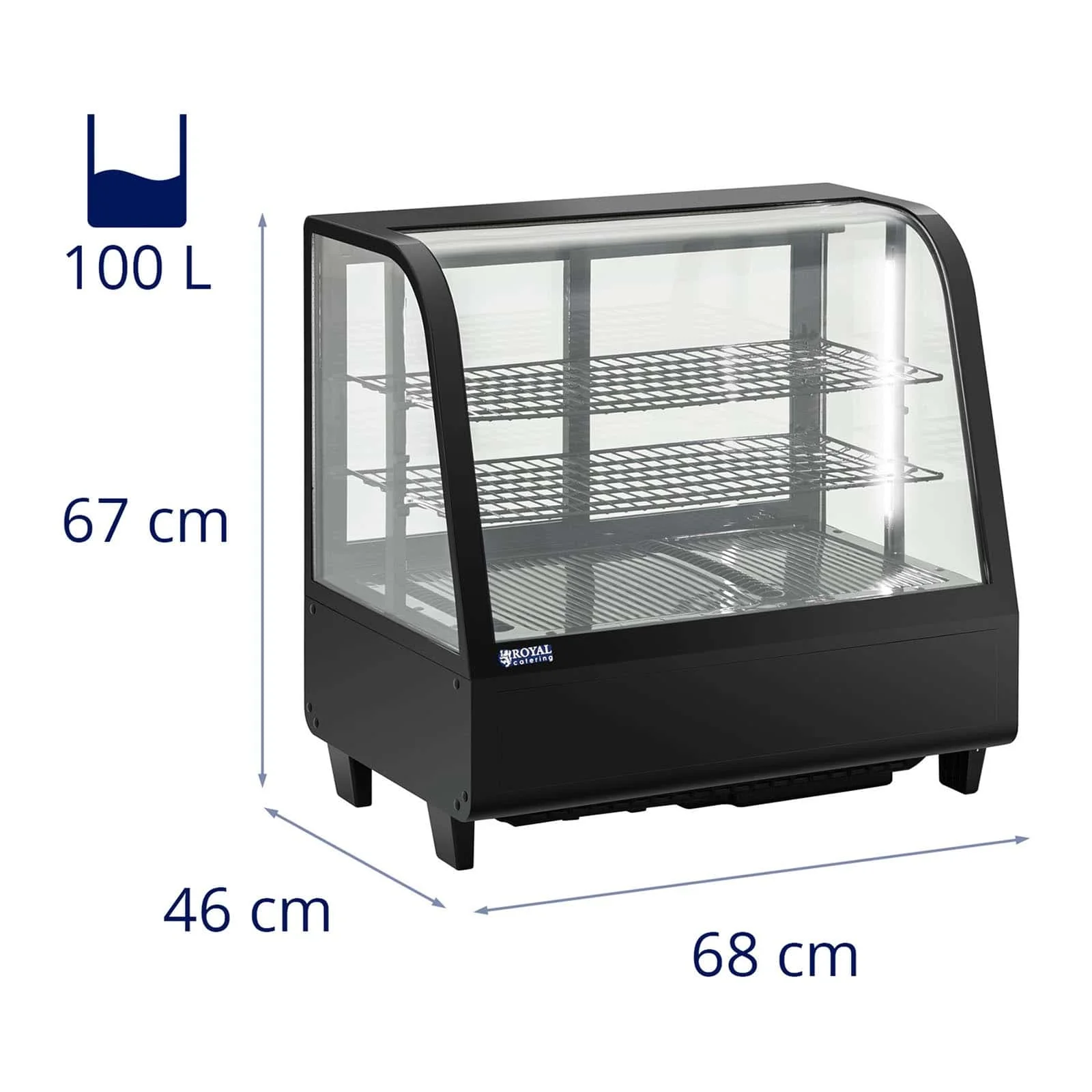 Vitrine réfrigérée 100 litres 3 niveaux plastique verre trempé noir 14_0005388