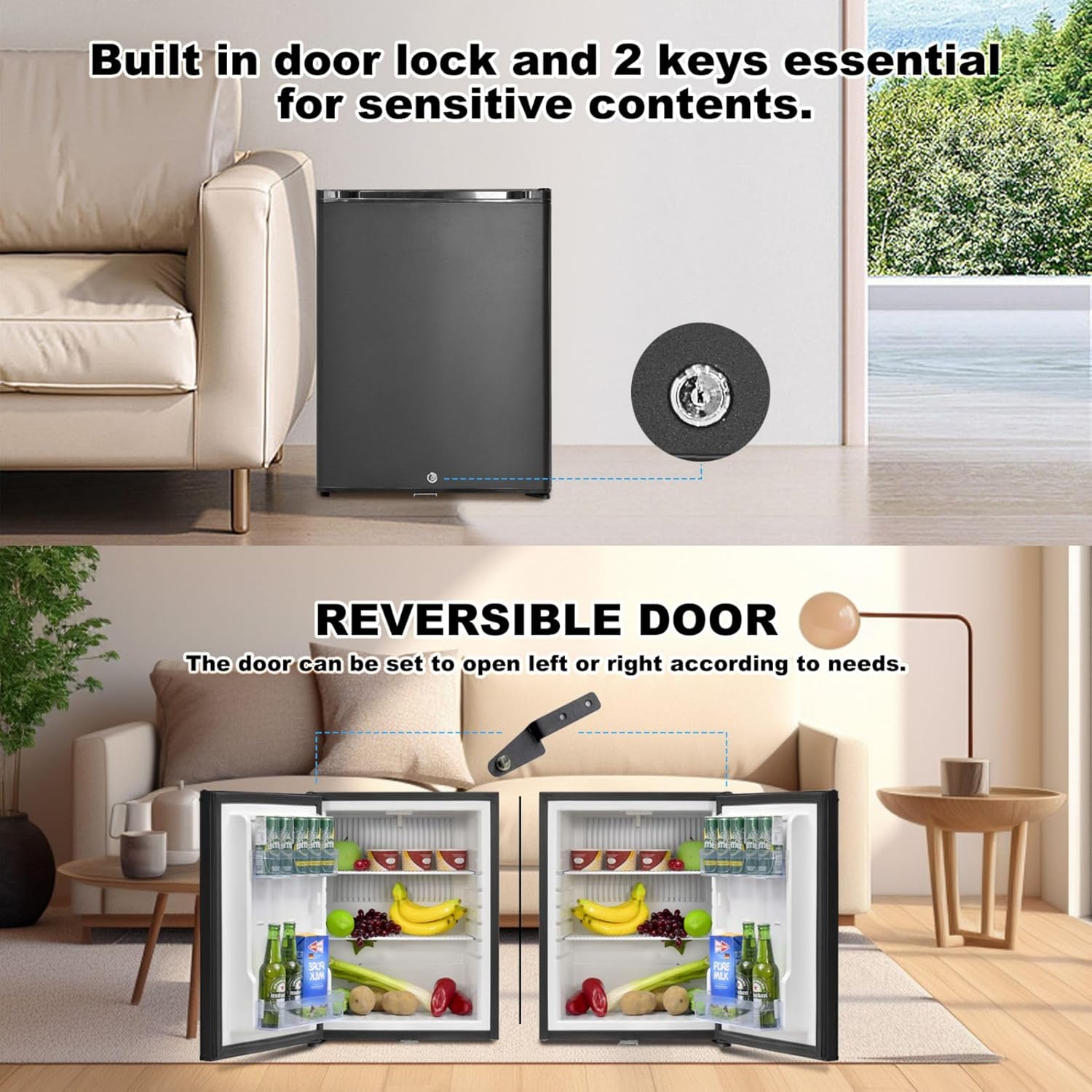 SMETA Frigo 12V, Réfrigérateur Camping 12V 220V 40L, Frigo Caravane, Mini Frigo de Chambre, Frigo 12V Camping Car, Réfrigérateur pour Voiture, Van, Fourgon, Bureau, Gîte - Noir