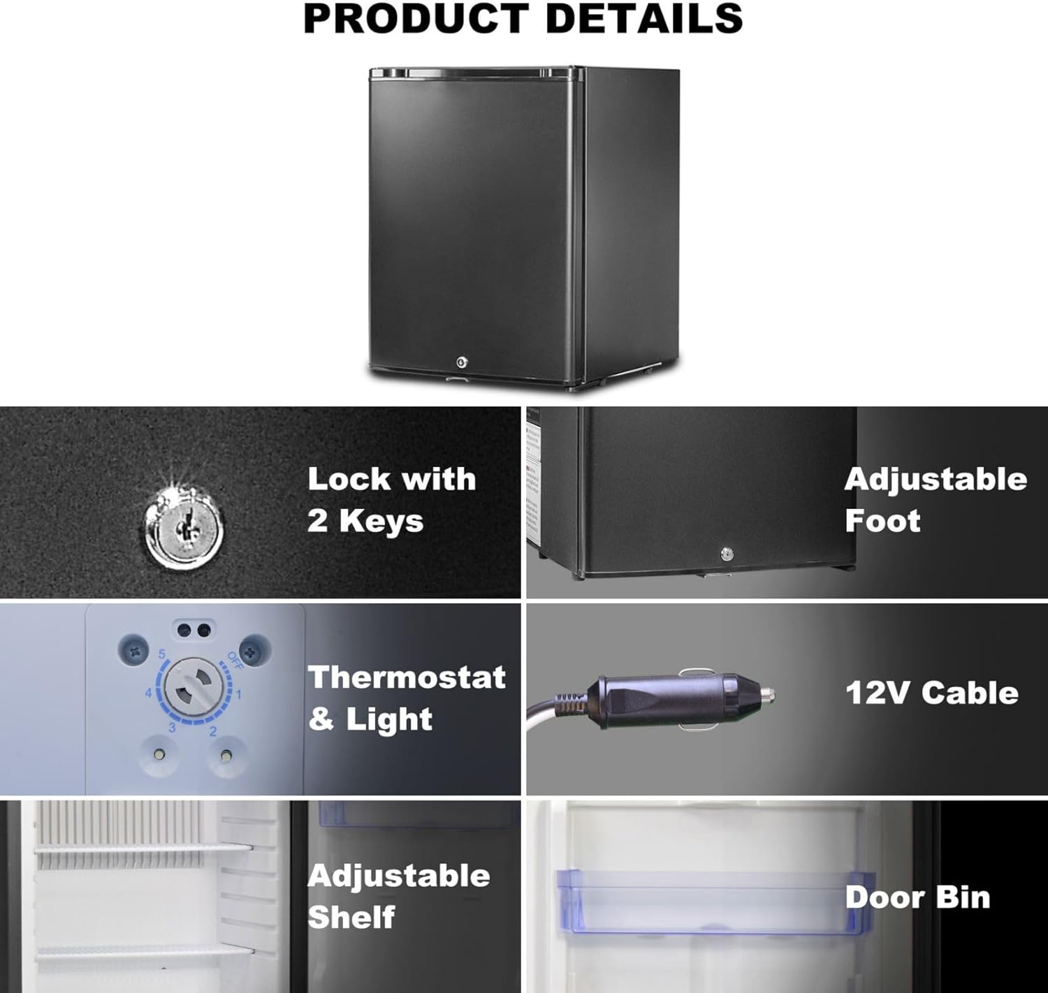 SMETA Frigo 12V, Réfrigérateur Camping 12V 220V 40L, Frigo Caravane, Mini Frigo de Chambre, Frigo 12V Camping Car, Réfrigérateur pour Voiture, Van, Fourgon, Bureau, Gîte - Noir