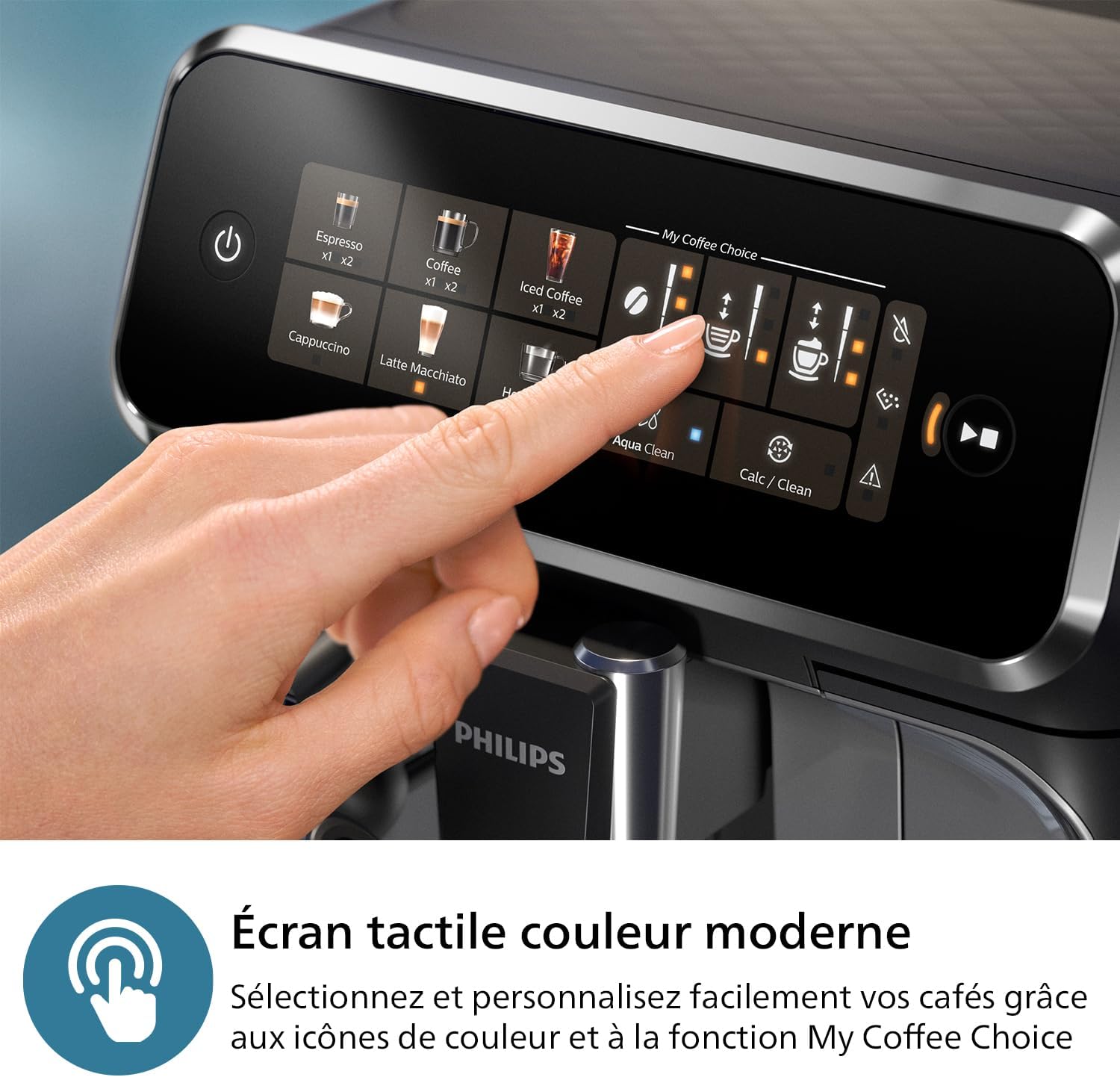 Philips Série 2200 Machine Expresso Automatique - 2 Boissons, Mousseur à Lait Classique, Écran Tactile, Broyeur Céramique, Aroma Seal, Noir Mat (EP2220/10)