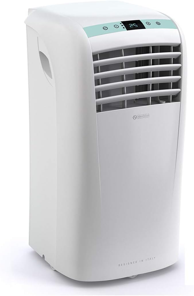 Olimpia Splendid-02265 Dolceclima Compact 8X- Climatiseur portable 3-en-1 : Refroidissement, ventilation, déshumidification, 8 000 Btu/H, 2.1 Kw, Gaz R290, blanc-pour les pièces jusqu'à 60m³