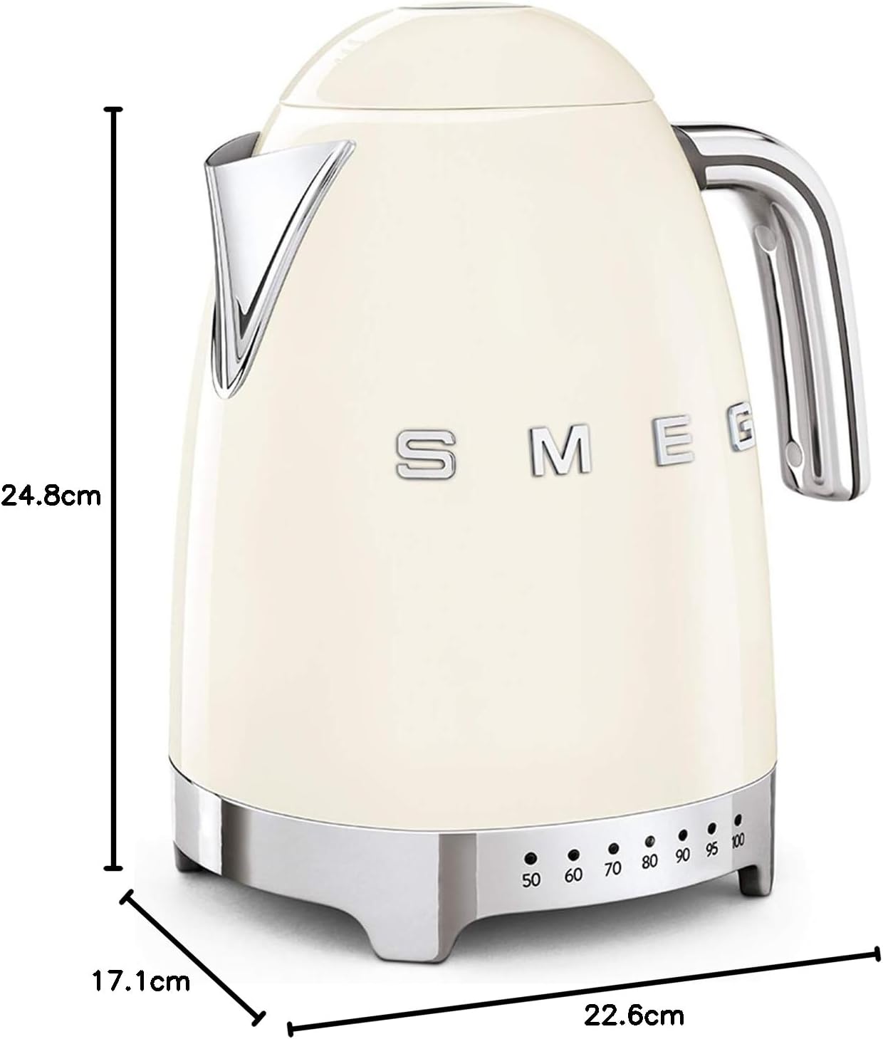 Smeg, Bouilloire à Température Variable KLF04BLEU 1,7 L, Plusieurs Température, Filtre Anticalcaire Lavable, Arrêt Automatique de Sécurité, Indicateur de Niveau d'Eau, Range Câble, 2400W, Noir