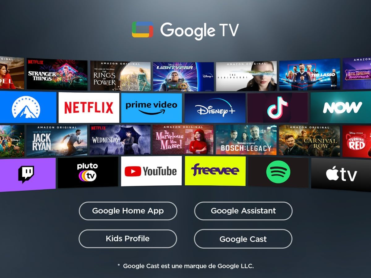 TCL 55V6B 55 Pouces 4K Ultra HD, HDR TV, Smart TV Powered by Google TV (Dolby Audio, Motion Clarity, Voice Control, Compatible avec Google Assistant, Chromecast intégré)