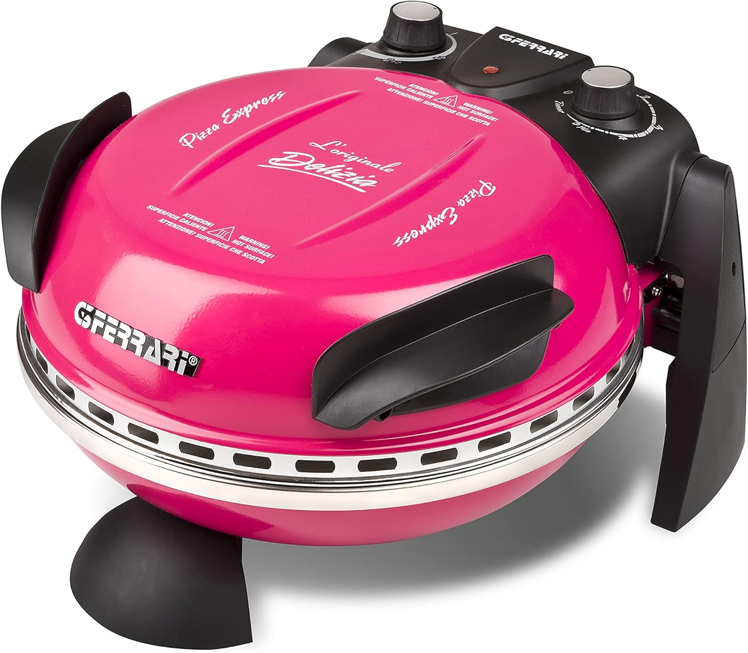 G3 Ferrari G10006 Pizza Exprimer Plaisir, Four Pizza, 1200 W, 400°C, Pierre Réfractaire (diamètre 31 cm), Minuteur 5', Livre de Recettes inclus, Noir