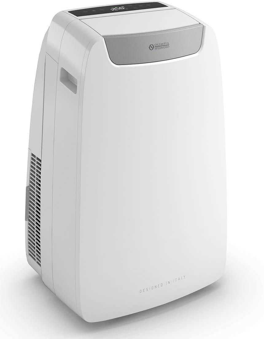 Olimpia Splendid-02265 Dolceclima Compact 8X- Climatiseur portable 3-en-1 : Refroidissement, ventilation, déshumidification, 8 000 Btu/H, 2.1 Kw, Gaz R290, blanc-pour les pièces jusqu'à 60m³