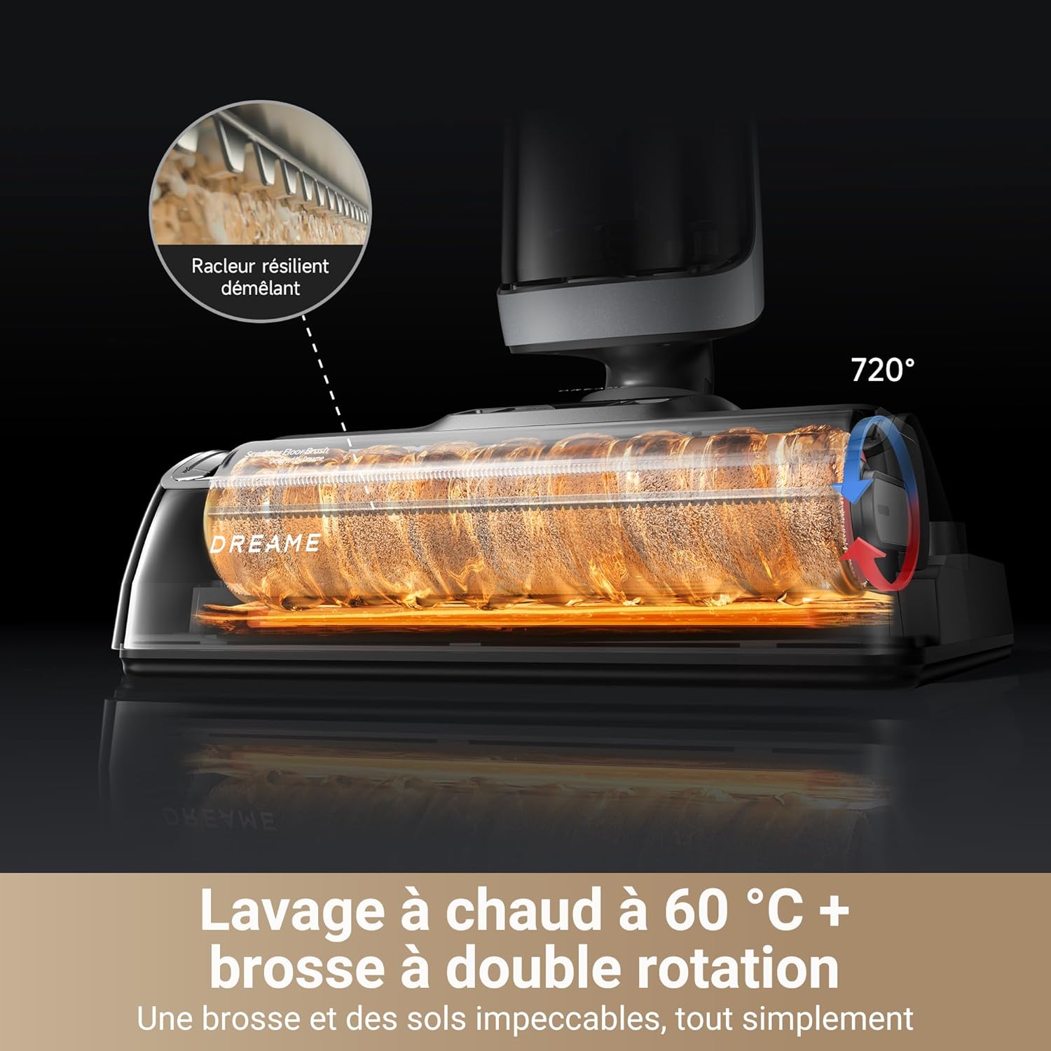 DREAME H14 Pro Aspirateur Laveur Sec Et Humide, Design Plat à 180°, Nettoyage de la Brosse à 60 °C, Séchage en 5min, Distribution Automatique de la Solution, Contrôle par Application, 18 kPa