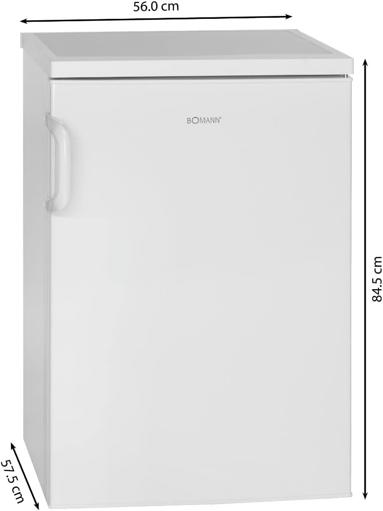 Bomann Réfrigérateur 133L blanc VS2195-1-blanc, Capacité nette : 133 litres, Éclairage intérieur à DEL, Contrôle de la température en continu, 3 clayettes en verre