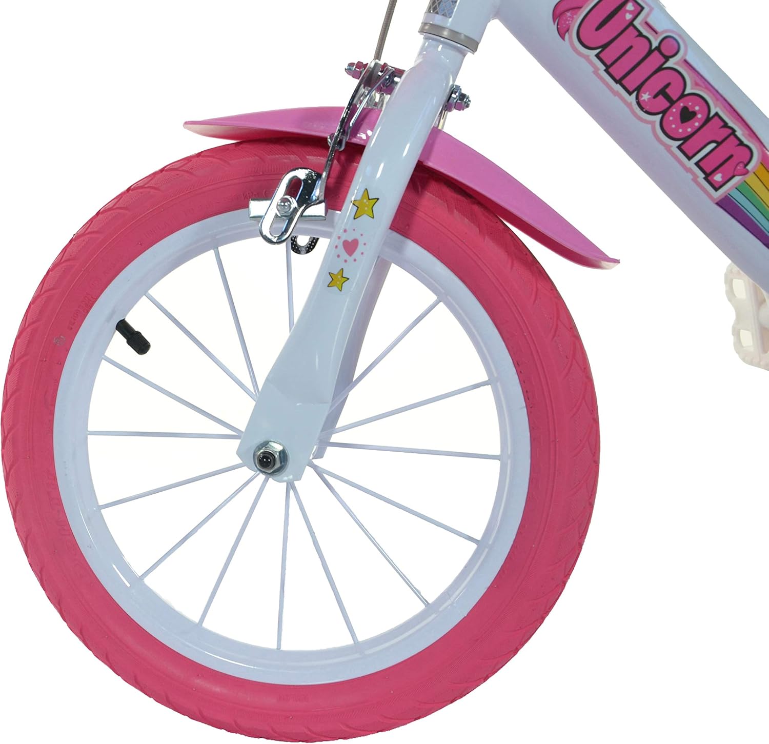 Dino Bikes Unicorn 16 Bicycle Licorne 40,6 Fille, Blanc/Rose, 40,6 cm