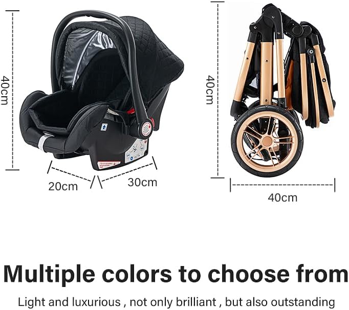 YAZOCO Poussette 3 en 1 Pliable Poussette Bebe Confort Moustiquaire, Couvre - Pieds, Porte - Gobelet, Coussin Poussettes et Landaus