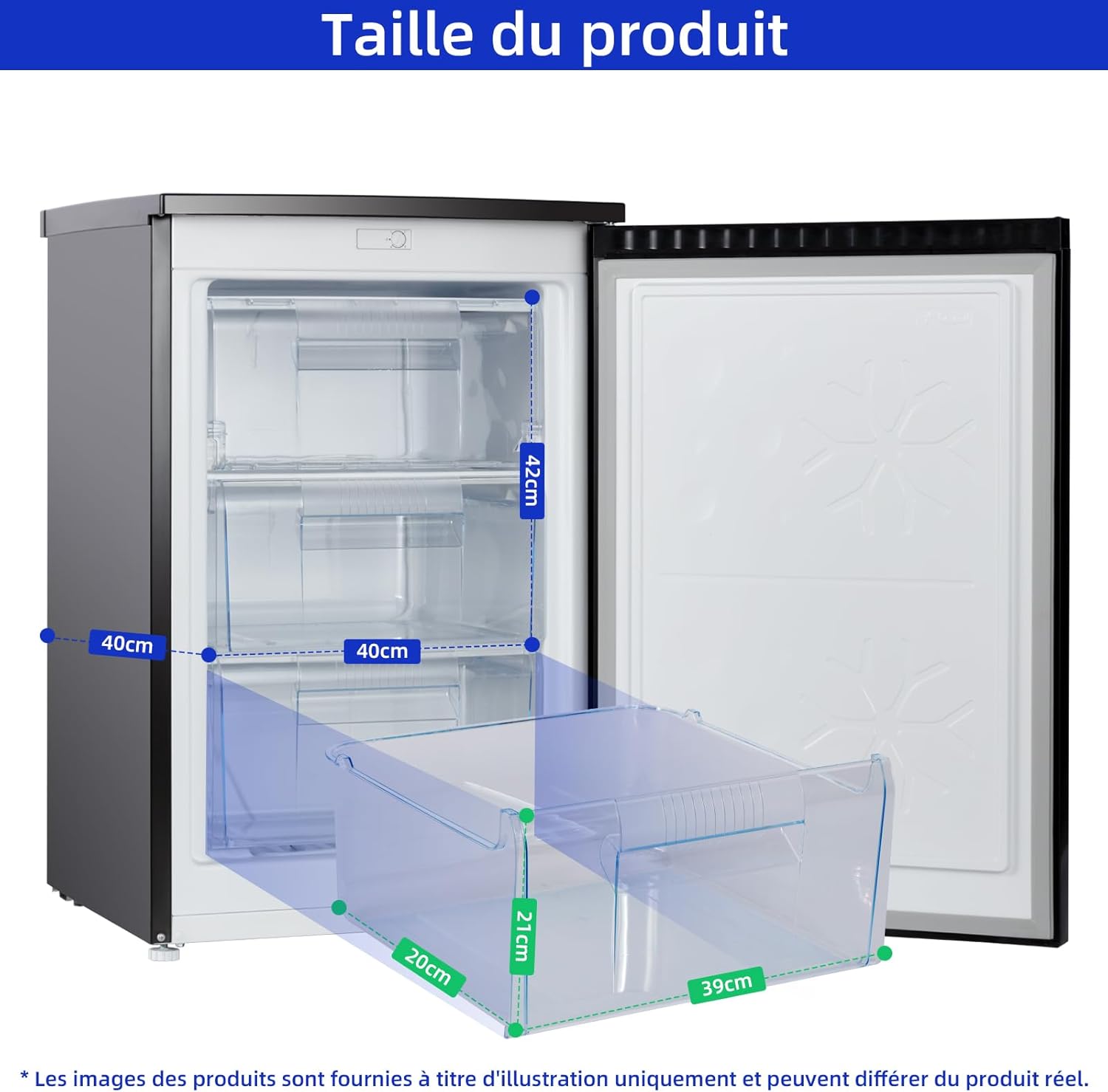 CHiQ Congélateur armoire avec une capacité de 145L, Congélation rapide, Thermostat réglable, Silencieux, Porte réversible, Noir, Classe énergétique E FSD160D4E