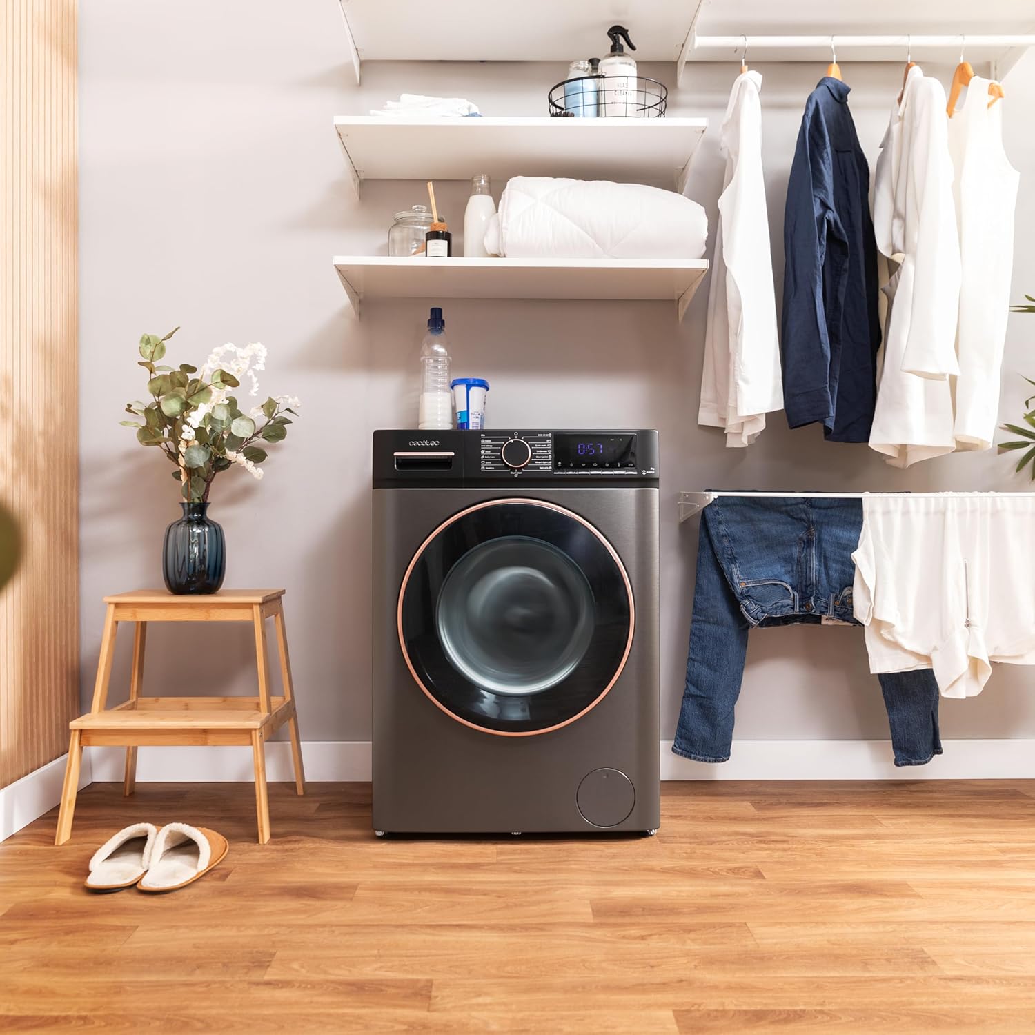 Cecotec Lave-linge 10Kg Bolero DressCode 10610 Inverter Steel A. Chargement Frontale, 1400 RPM, Steam Max, Motor Inverter Plus, 15 Programmes, OnSmart, Stop&Go, Caoutchouc Antibactérien, Drum Clean