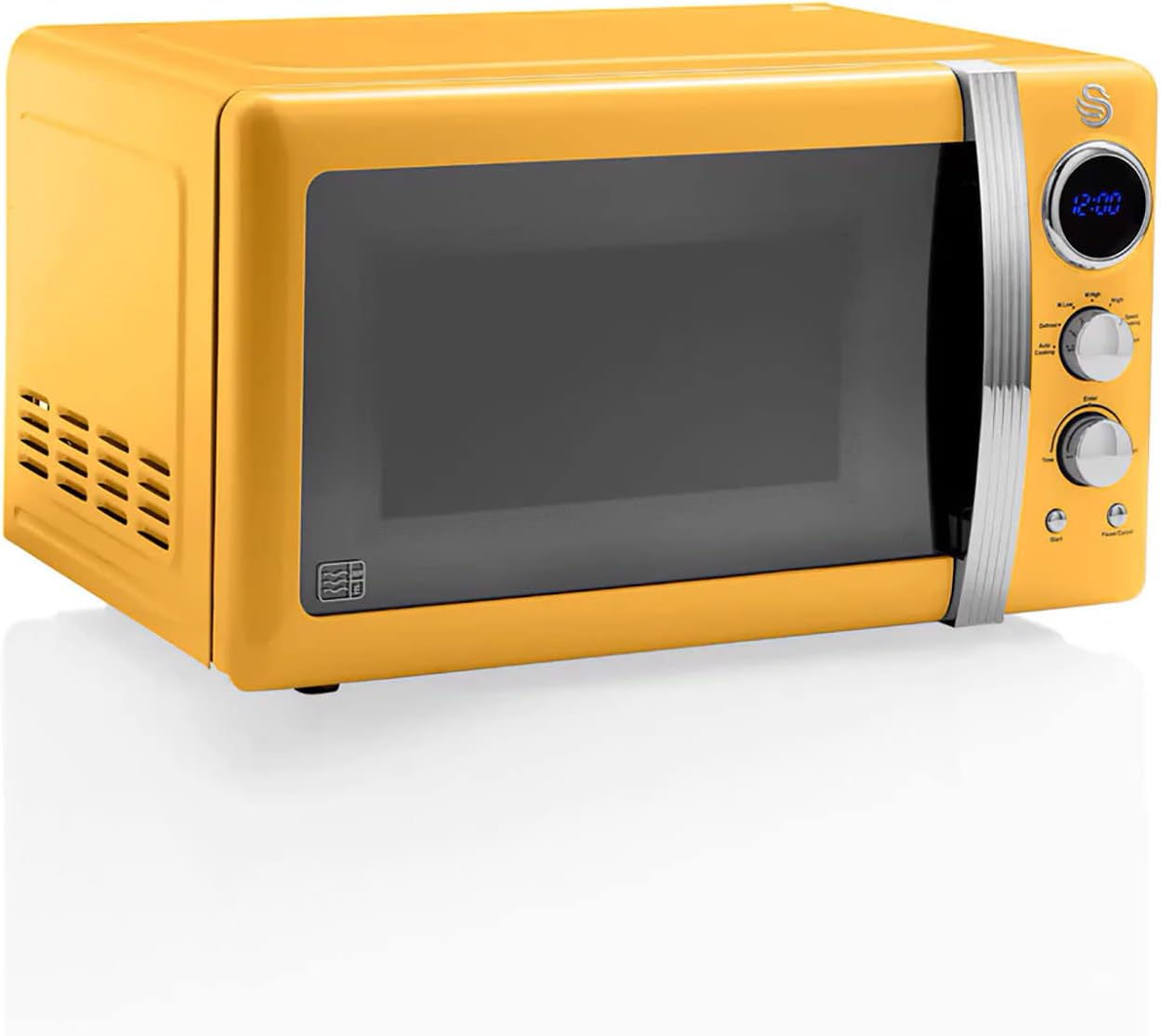 Swan Retro SM22030GRNEU Micro-ondes Numérique 20L, 5 Niveaux de Puissance, Fonction Décongélation, Minuterie 60 Minutes, Porte à Effet Miroir, Plateau Tournant 27cm, Design Vintage, Gris, 800W