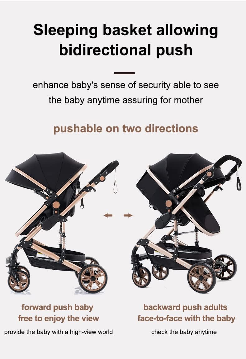 YAZOCO Poussette 3 en 1 Pliable Poussette Bebe Confort Moustiquaire, Couvre - Pieds, Porte - Gobelet, Coussin Poussettes et Landaus