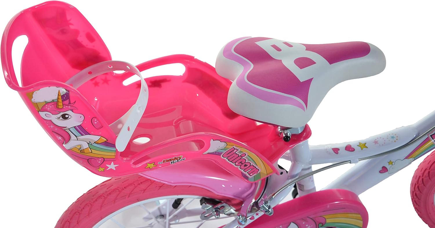 Dino Bikes Unicorn 16 Bicycle Licorne 40,6 Fille, Blanc/Rose, 40,6 cm