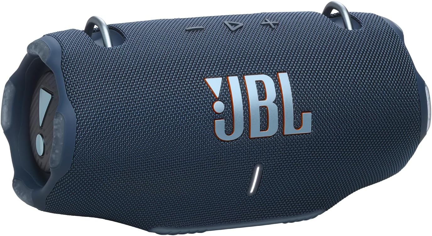 JBL Xtreme 4, Enceinte portable Bluetooth avec son JBL Pro, jusqu'à 24h d'autonomie, Recharge rapide, Étanche indice IP67, bandoulière incluse, bleu, Prise européenne (Type C)