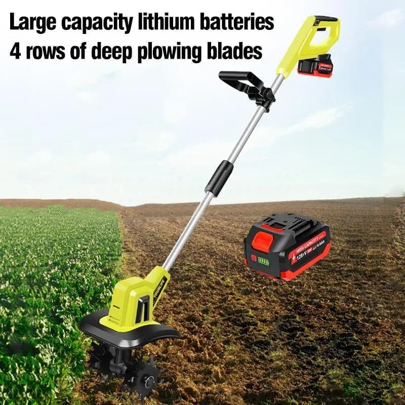 Cultivateur électrique portatif 20 V, cultivateur Rotatif de Jardin, désherbeur sans Fil, Coupe-Herbe Portable, Profondeur de Culture 22 cm, Largeur 25 cm, pour Jardin, parcelles de légumes