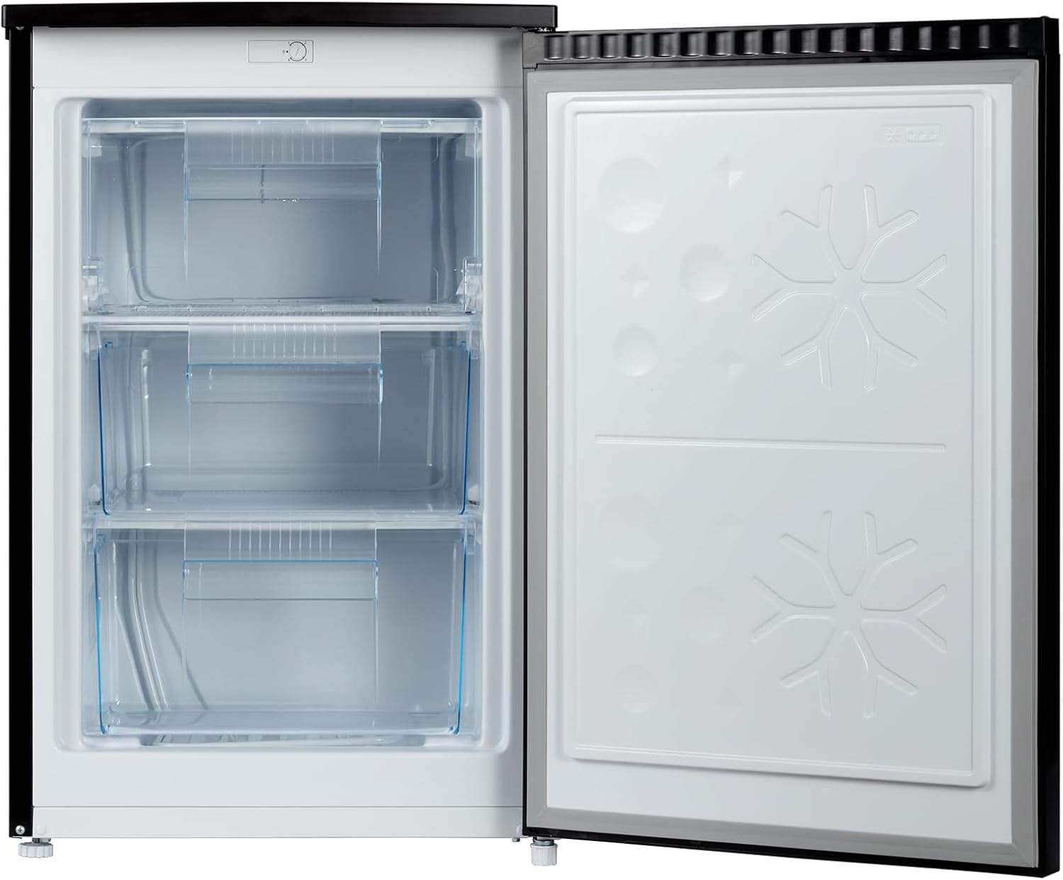 CHiQ Congélateur armoire avec une capacité de 145L, Congélation rapide, Thermostat réglable, Silencieux, Porte réversible, Noir, Classe énergétique E FSD160D4E